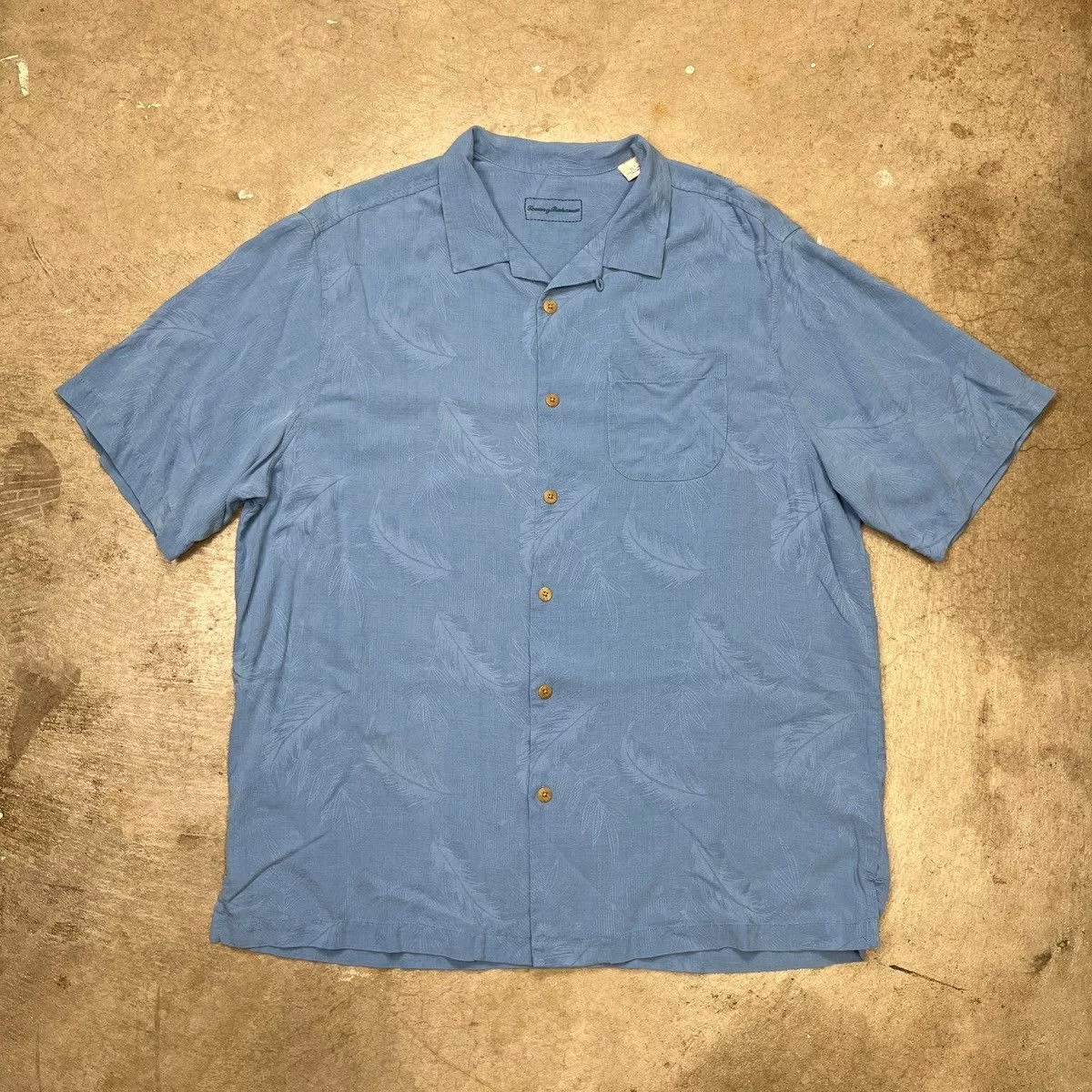 Tommy Bahama Polos Tommy Bahama × Vintage Tommy Bahama Silk Camp Collar Loop Short Sleeve XLT Blue Streetwear