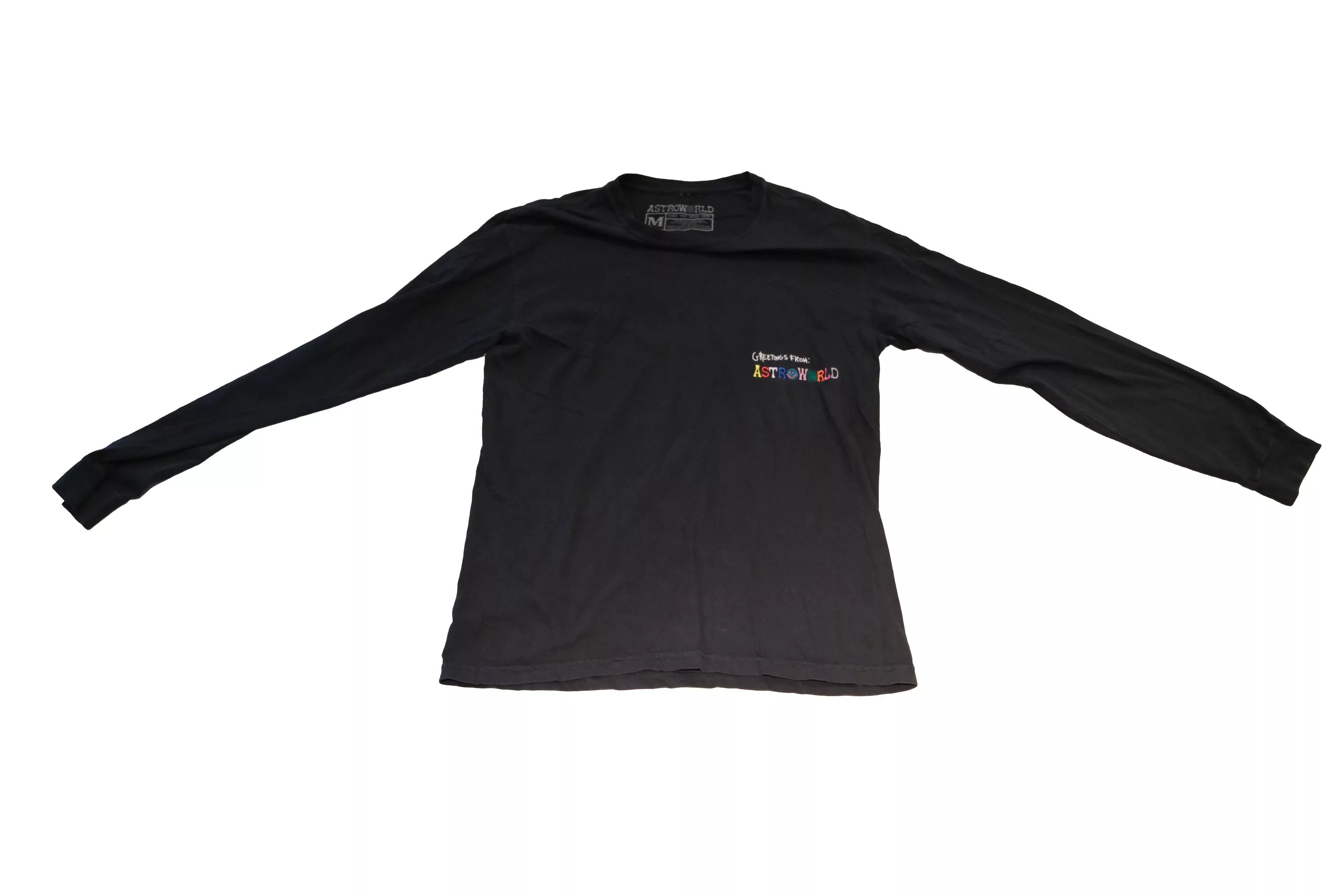 Travis Scott Long Sleeve T Shirts TRAVIS SCOTT ASTROWORLD MERCH Black