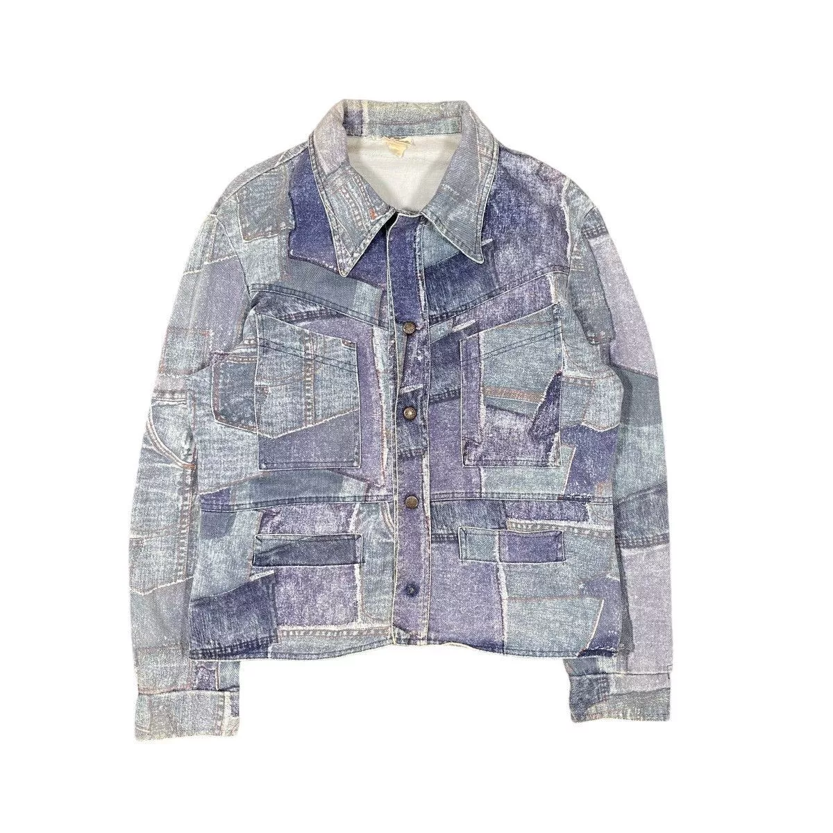 Hysteric Glamour Light Jackets Hysteric Glamour × Tornado Mart × Vintage Patchwork Denim Printed Vintage 1980s Jacket Blue