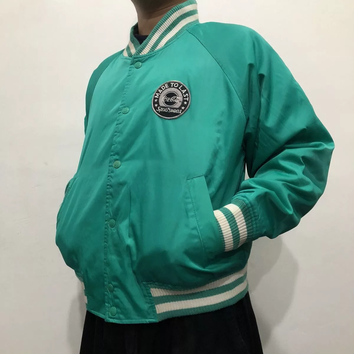 Coca Cola Bombers Coca Cola × Vintage 1980s Vintage Coca Cola Sportswear Varsity Jacket C 1988 Green Avant-Garde