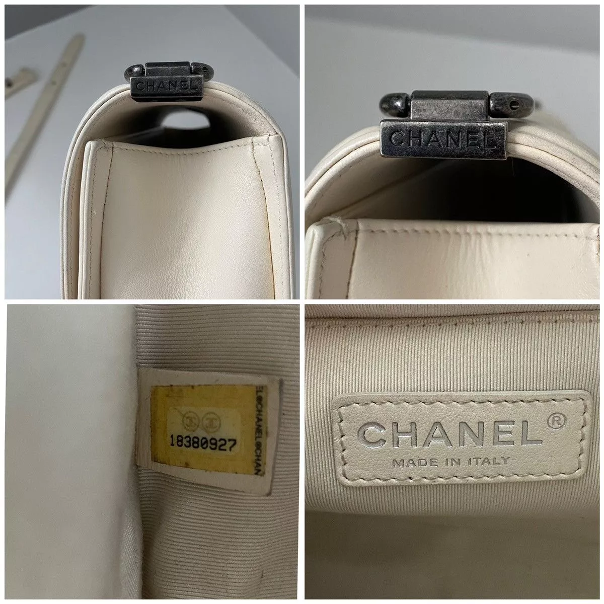 Chanel Shoulder Bags Authentic Chanel Medium Boy Quilted Bag White