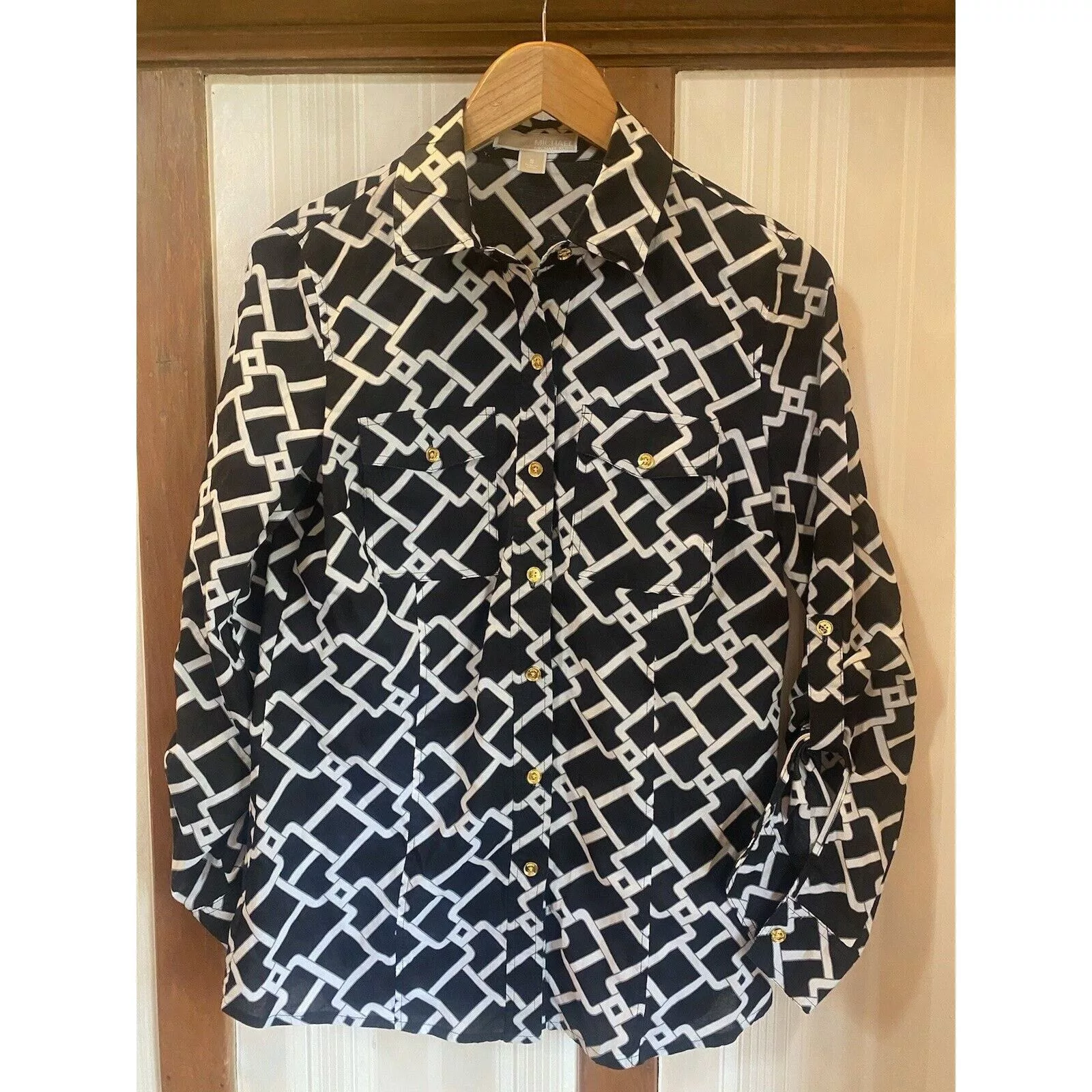 Michael Kors Blouses Michael Kors Top Women’s Small Button Shirt Black White