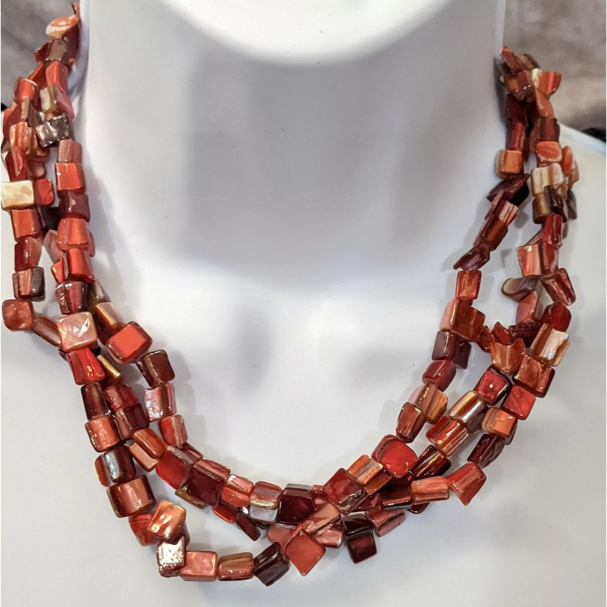 Other Necklaces Other Red Dyed/Painted Multilayer Shell Necklace