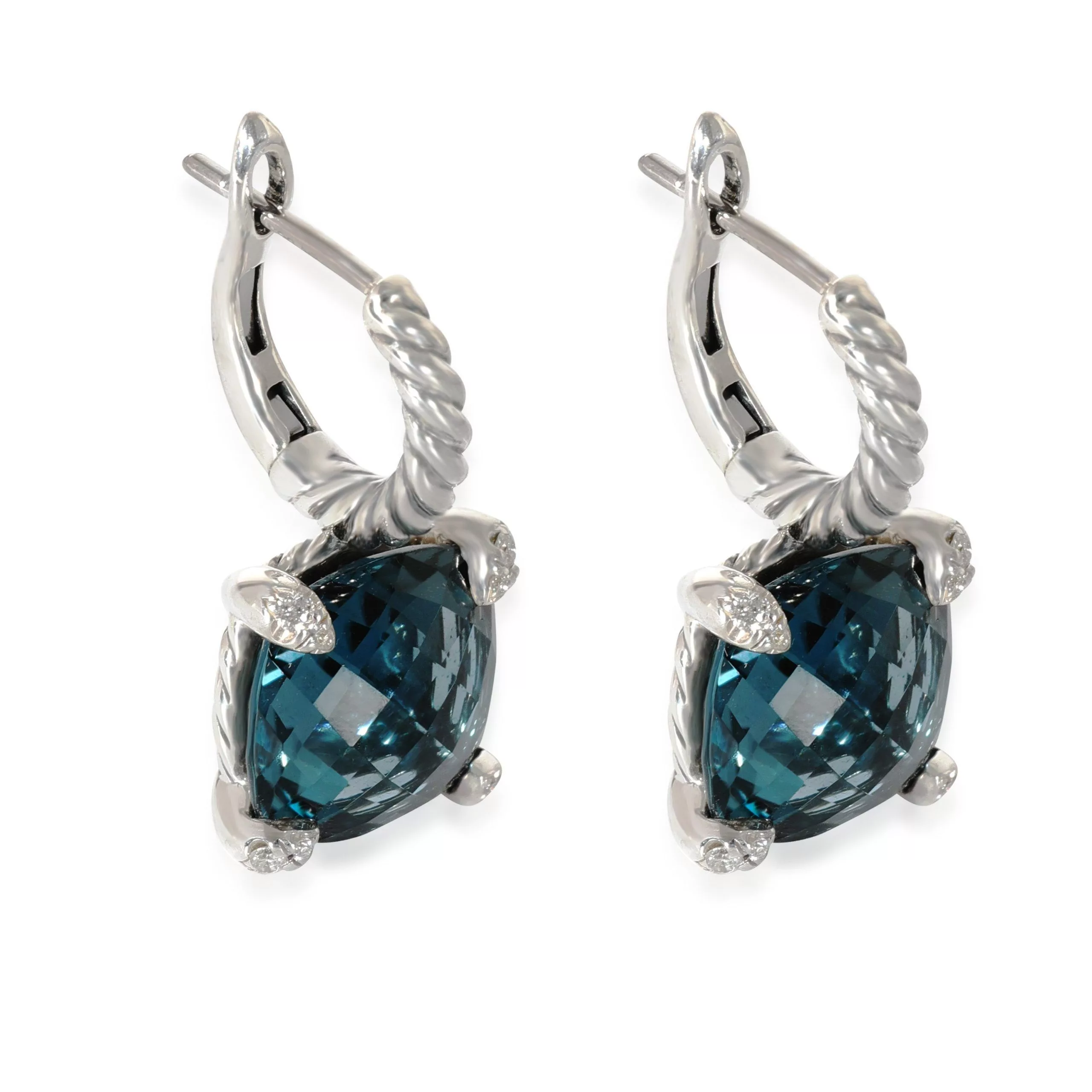 David Yurman Rings David Yurman Chatelaine Topaz Diamond Earrings in Sterling Silver 0.1 CTW