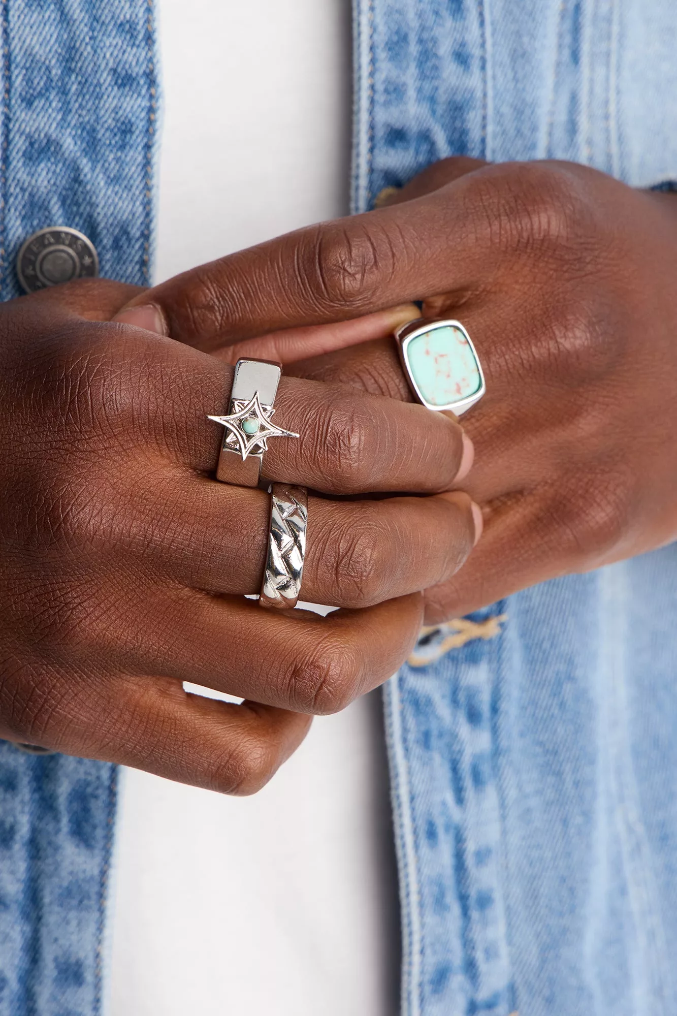 Polaris Star Ring Set - Silver