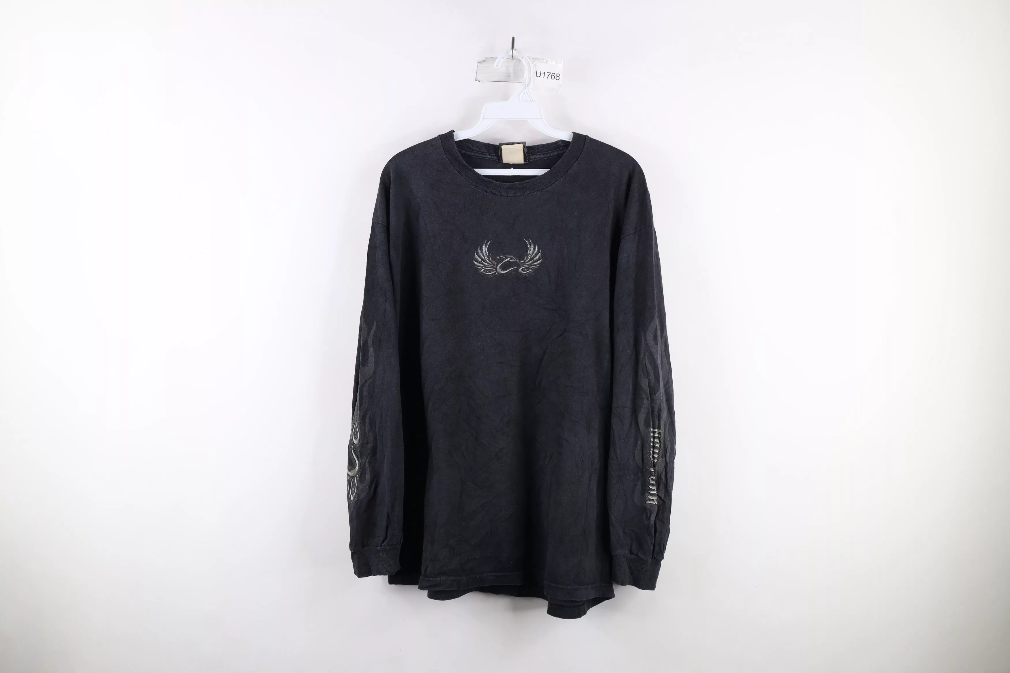 Vintage Long Sleeve T Shirts Vintage Y2K New York County Choppers Fire Flames T-Shirt Black