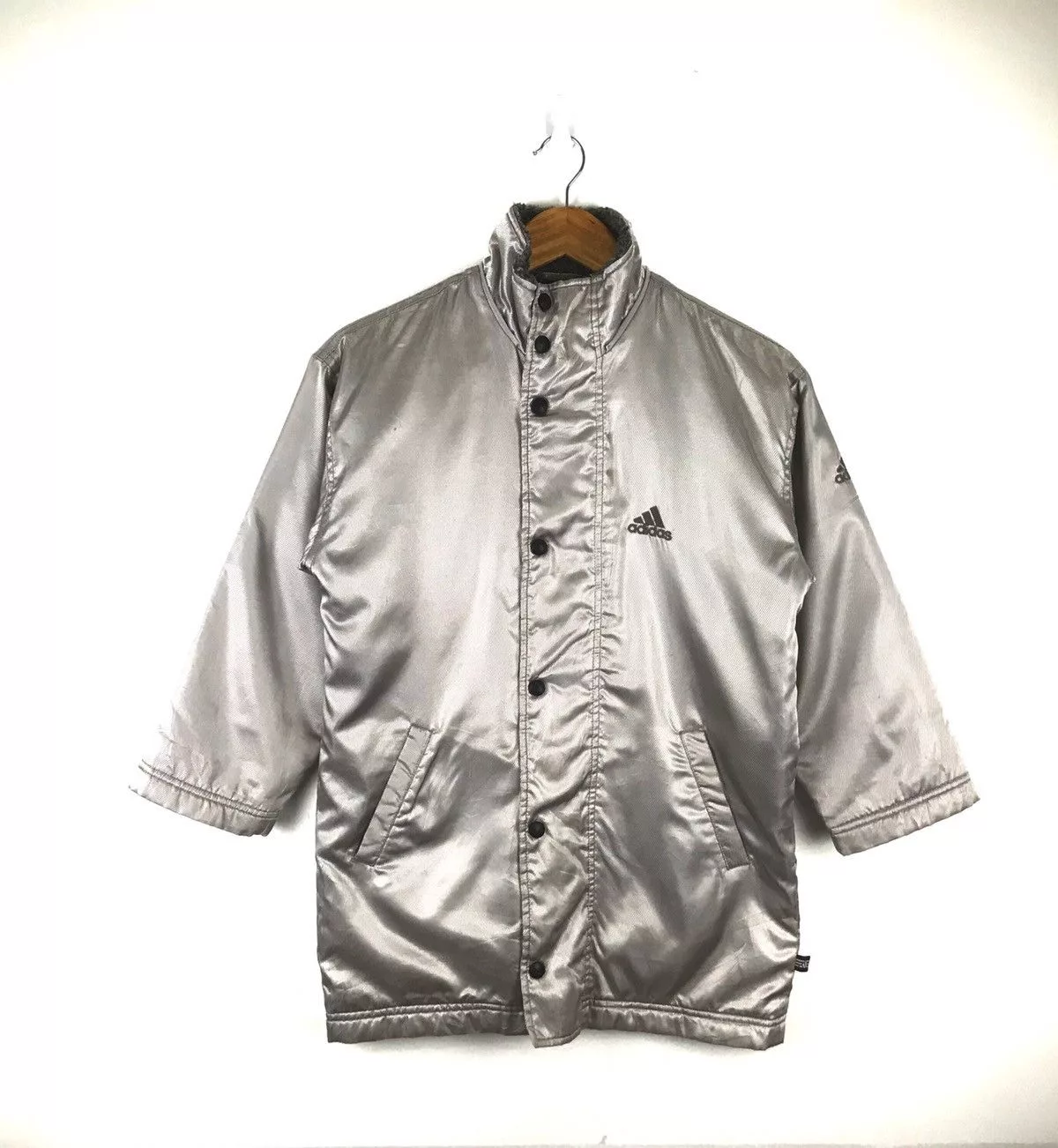 Adidas Light Jackets Vintage Adidas Zipper Button Up Medium Size Grey Jacket Gray Sportswear