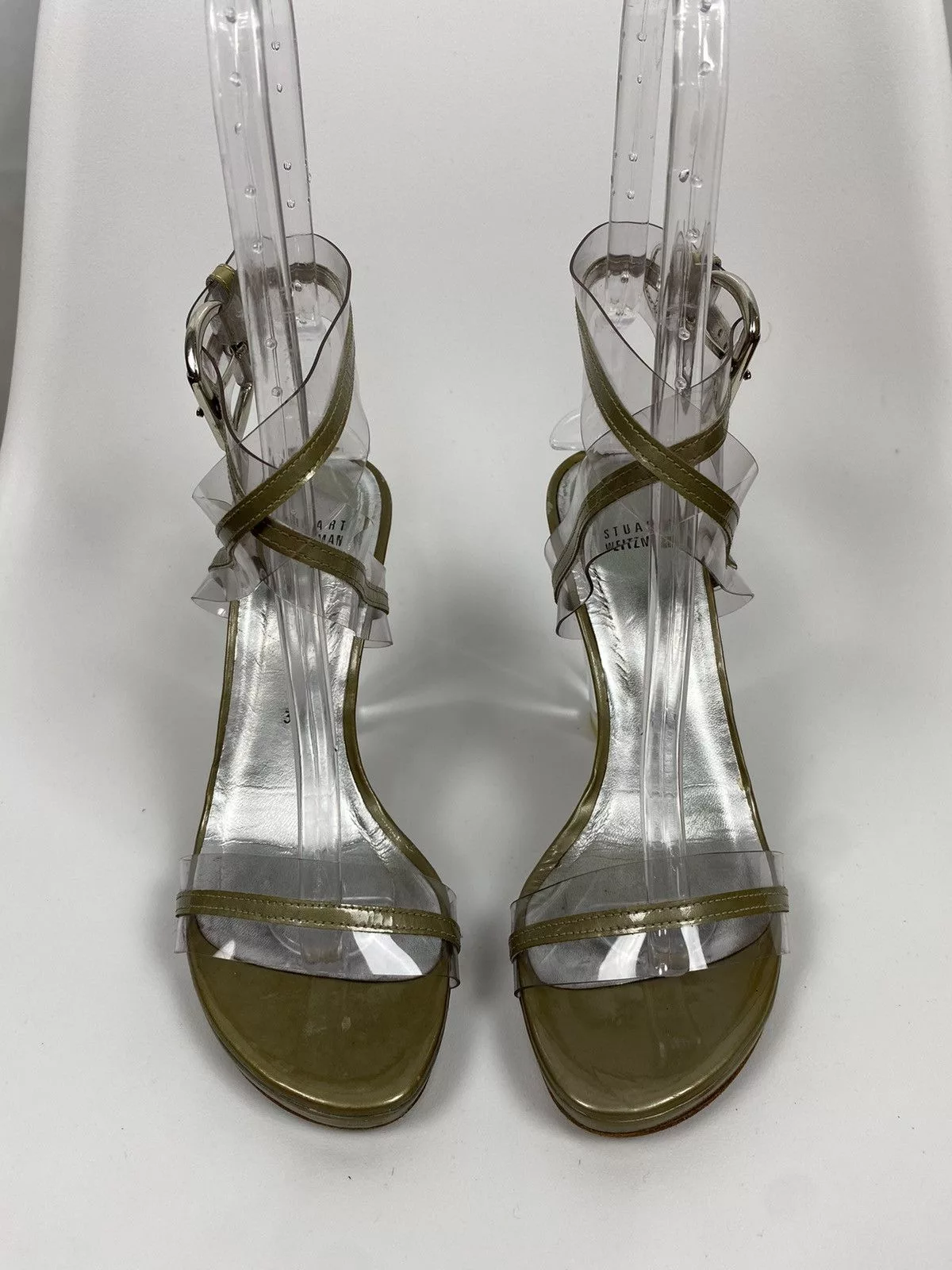 Stuart Weitzman Sandals Stuart Weitzman × Vintage Y2K Stuart Weitzman Clear Strappy Acrylic Heel Sandals 38 Beige Streetwear