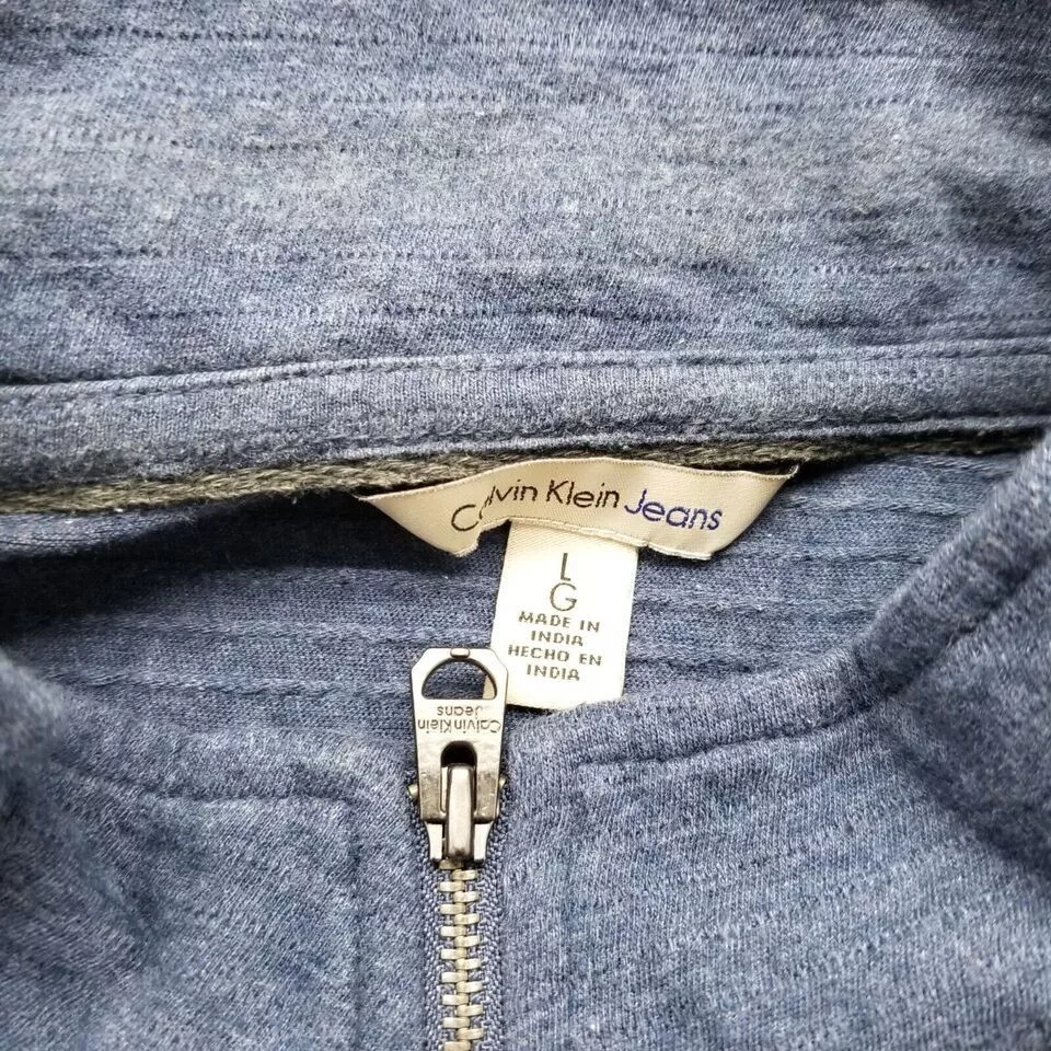 Calvin Klein Sweaters Knitwear Calvin Klein Sweater Men Large Pullover Mock Neck Zip Casual Blue
