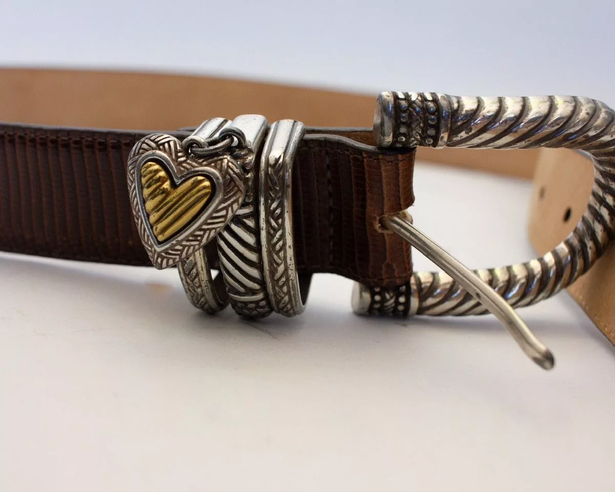 Brighton Belts Brighton Brown Leather Belt Snakeskin Pattern Silver Buckle