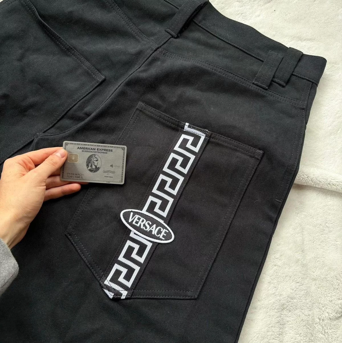 Versace Denim Versace Black Oval Greca Logo Jeans