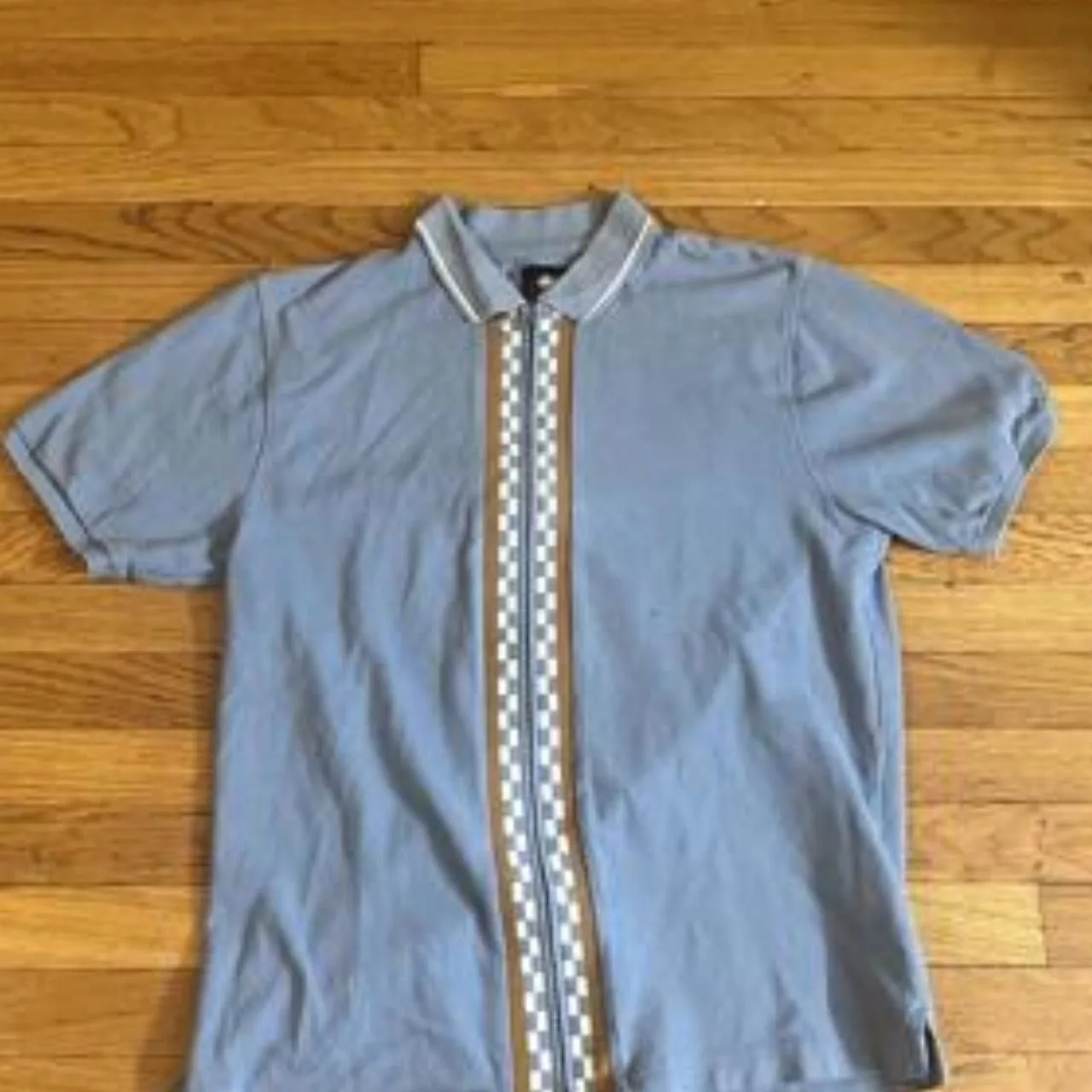Stussy Polos Stussy Checkered Zip Up Polo Blue