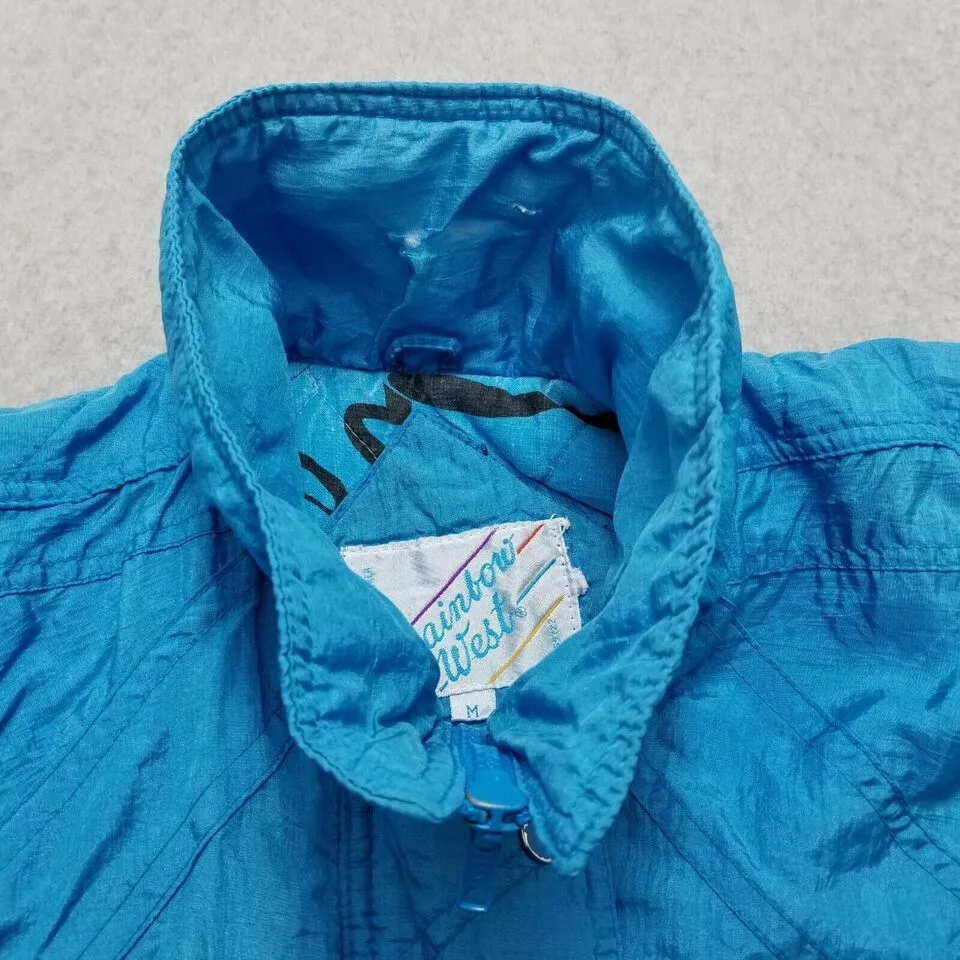 Rainbow Jackets Vintage Rainbow West Jacket Womens Medium Pockets Full Zip Blue