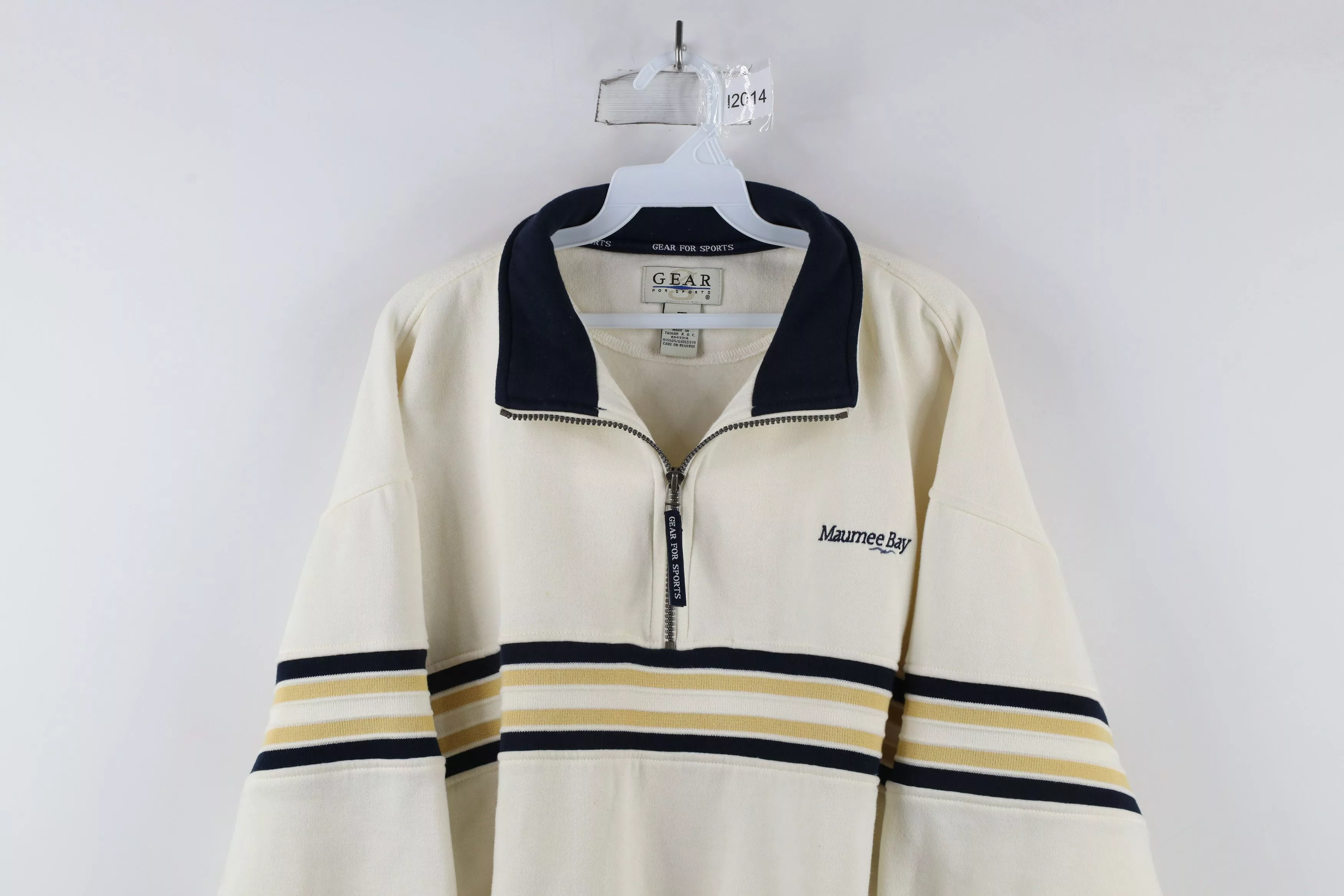 Vintage Sweatshirts Hoodies Vintage 90s Maumee Bay Half Zip Pullover Sweatshirt Cream Beige