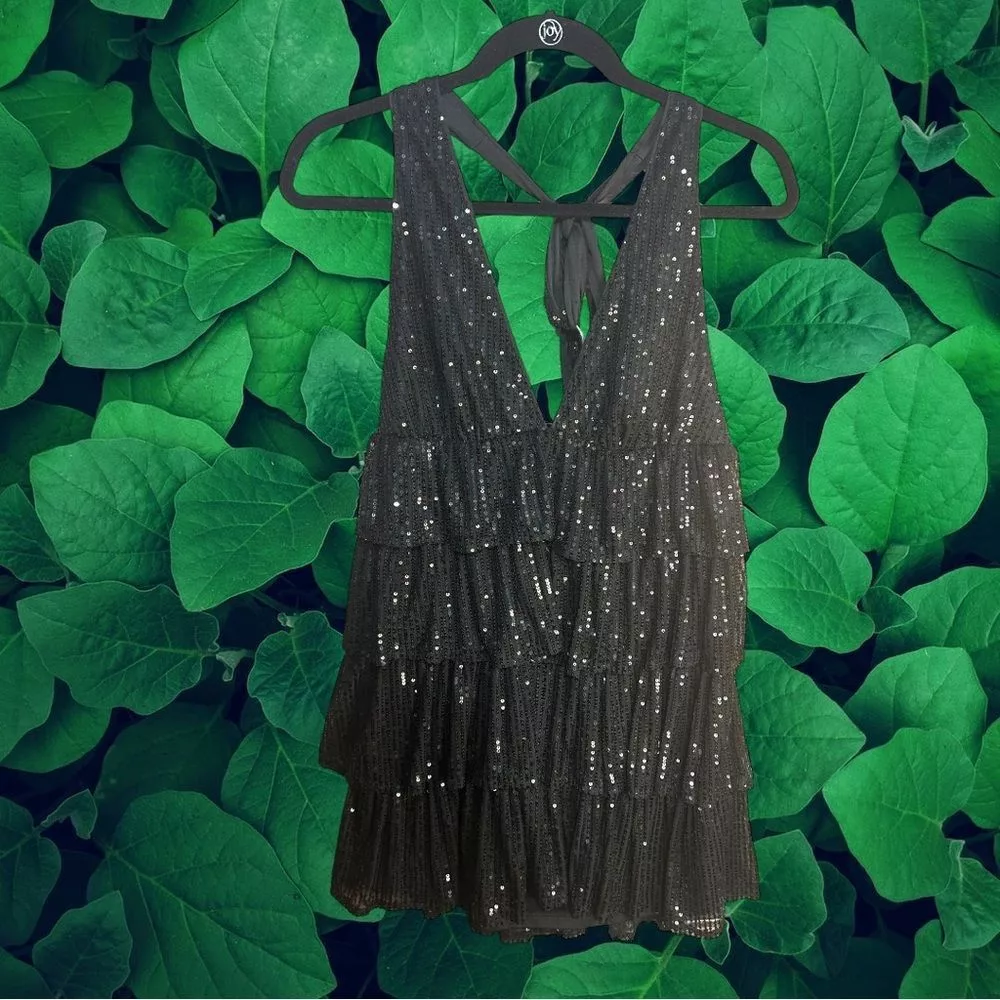 Shein Mini Dresses SHEIN Black Sequined Halter Dress Medium