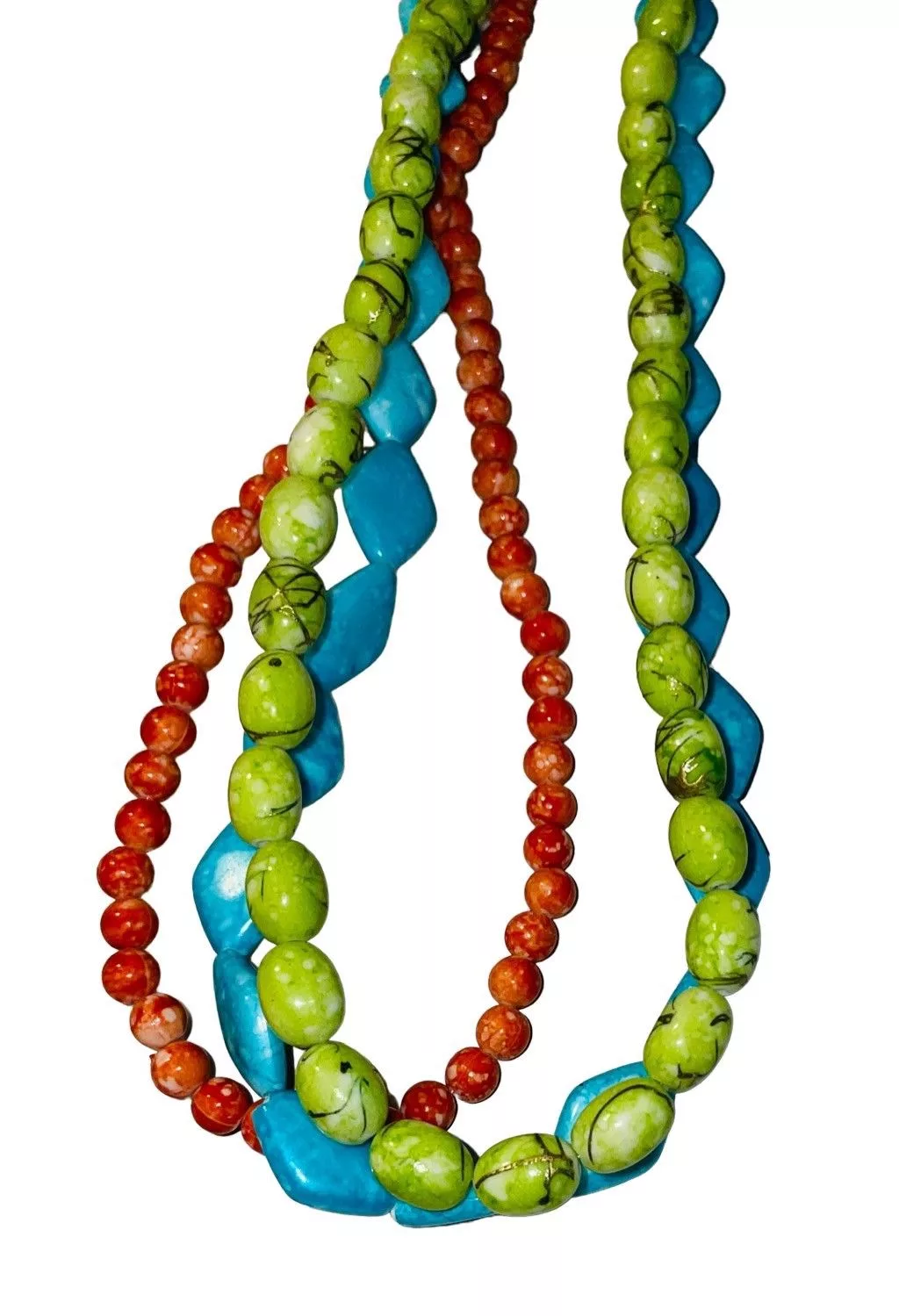 Vintage Necklaces Vintage Southwest Multi Strand Boho Necklace Blue