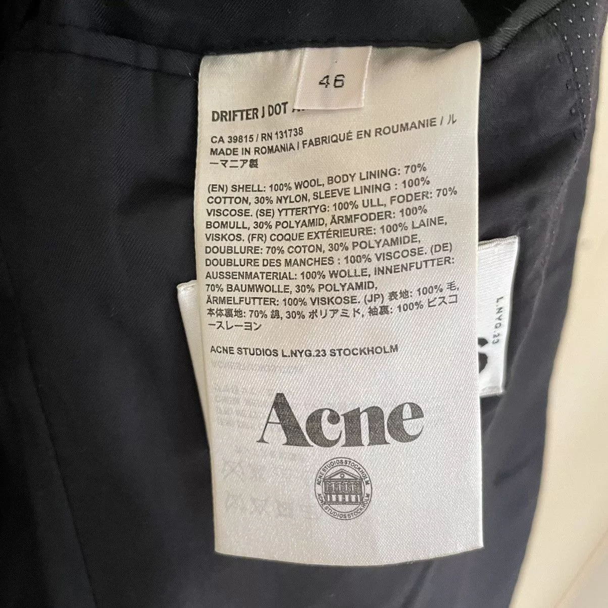 Acne Studios Blazers Acne Studios ””DRIFTER J DOT AW13” Blue