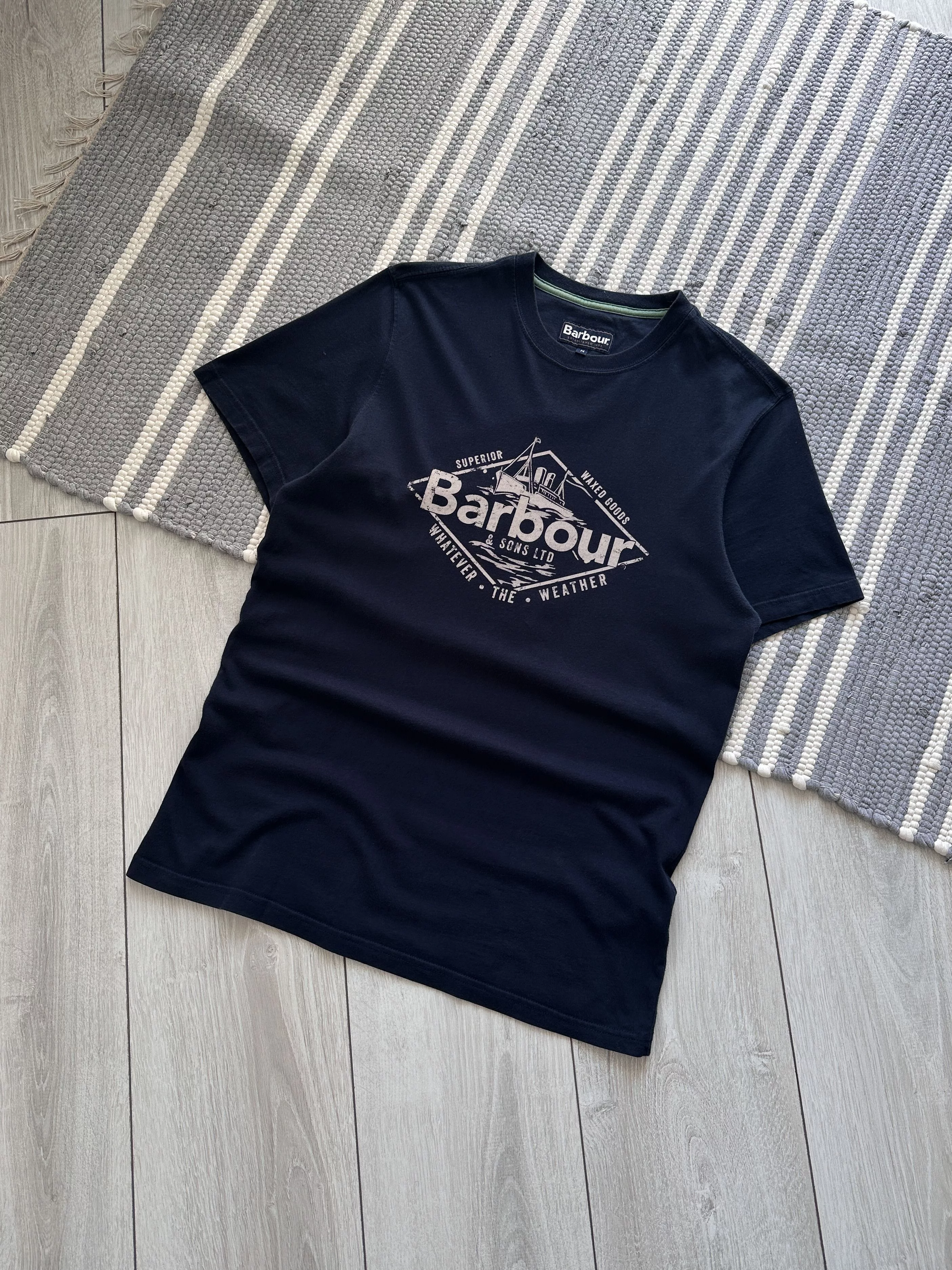 Barbour Short Sleeve T Shirts Barbour Logo Tee Shirt Blue
