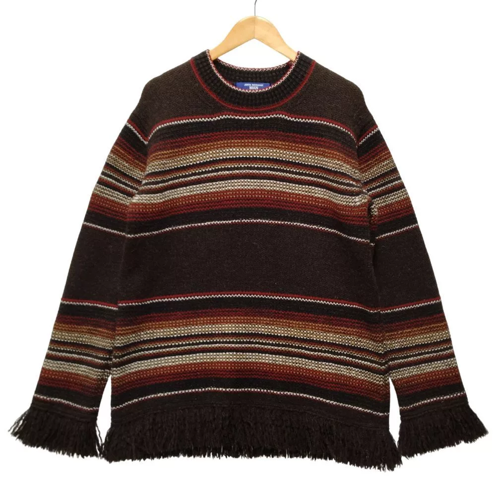 Junya Watanabe Sweaters Knitwear Junya Watanabe Sweater Fringe Design Border Long Sleeve Multicolor