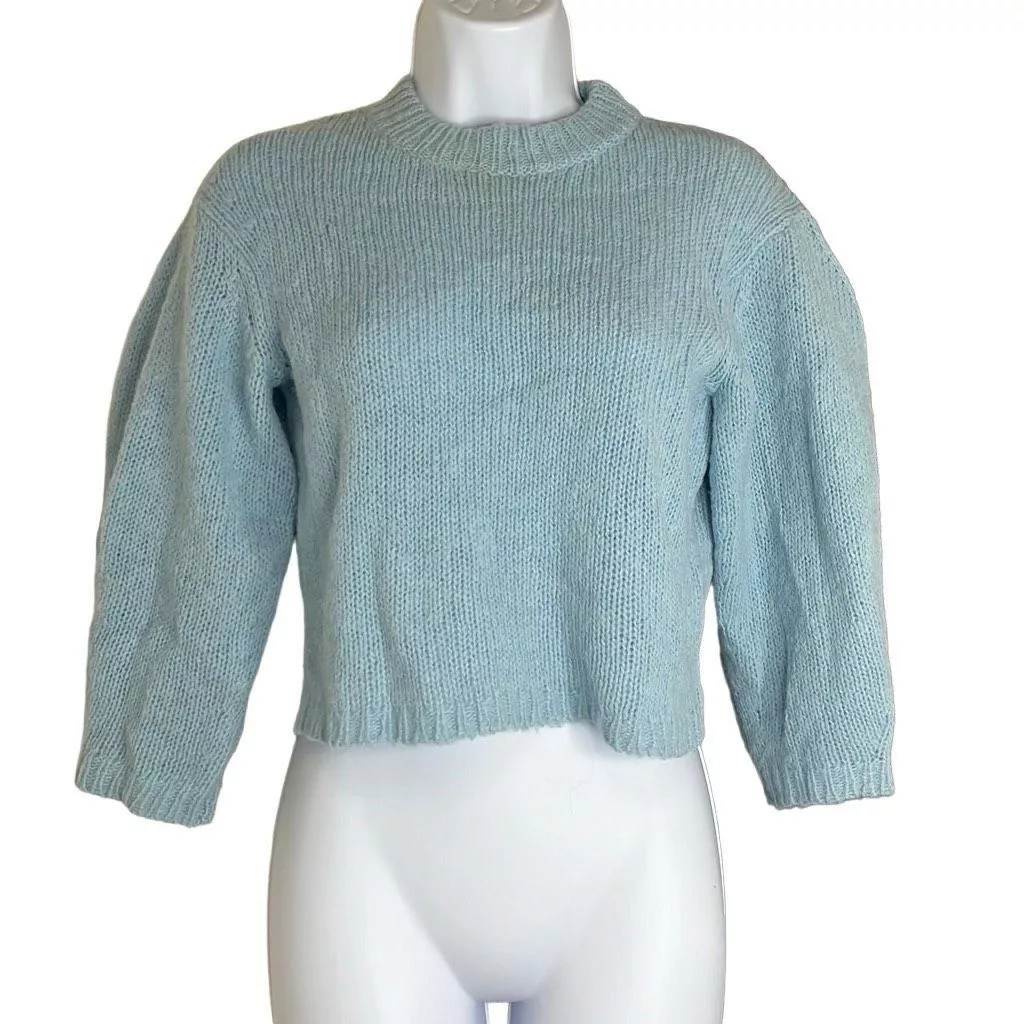 Tibi Sweaters Tibi Womens Size XS Cropped Sweater Blue Alpaca Wool Blend L