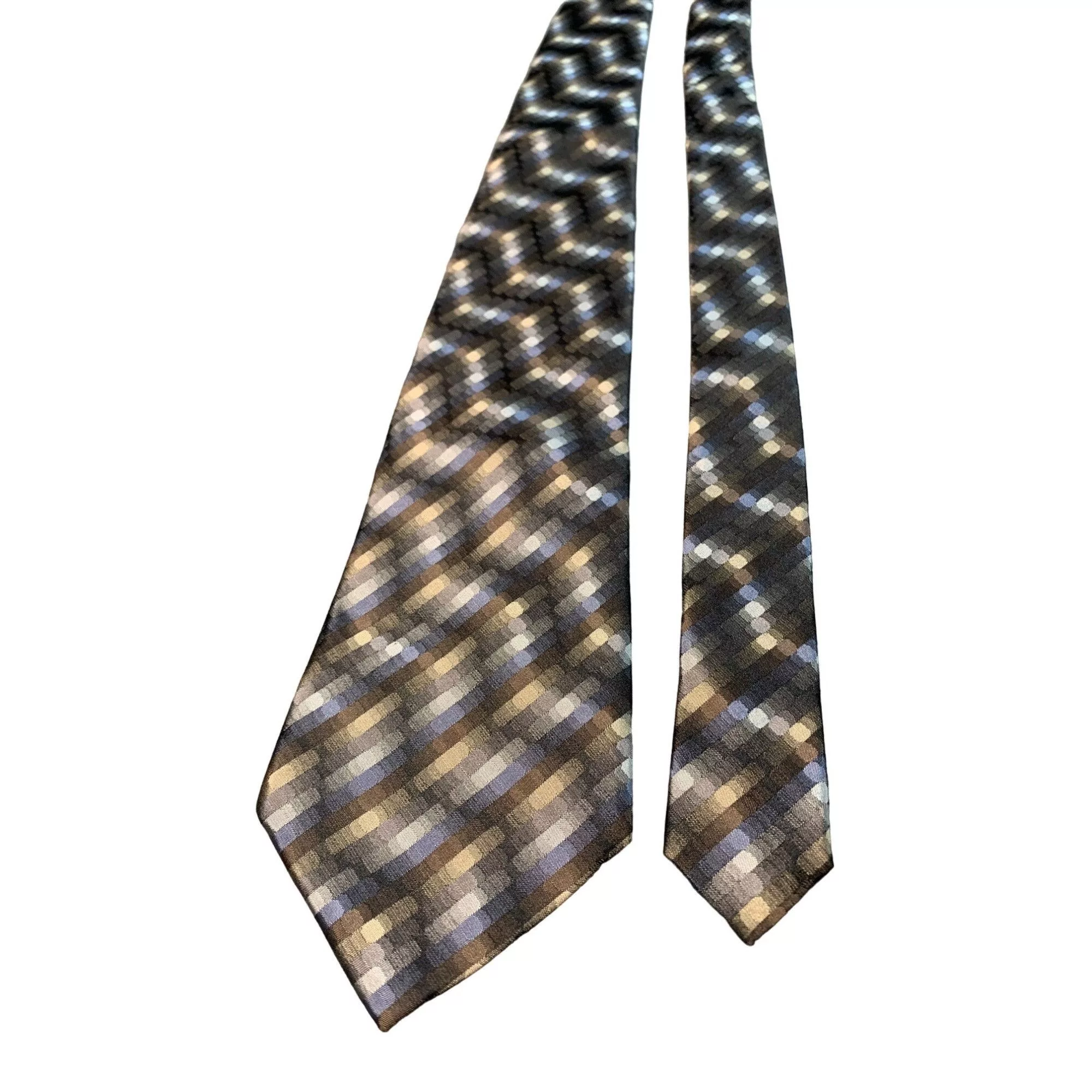 Van Heusen Ties Pocketsquares Van Heusen Mens Silk Tie Geometric Pattern Stain Resistant B Brown