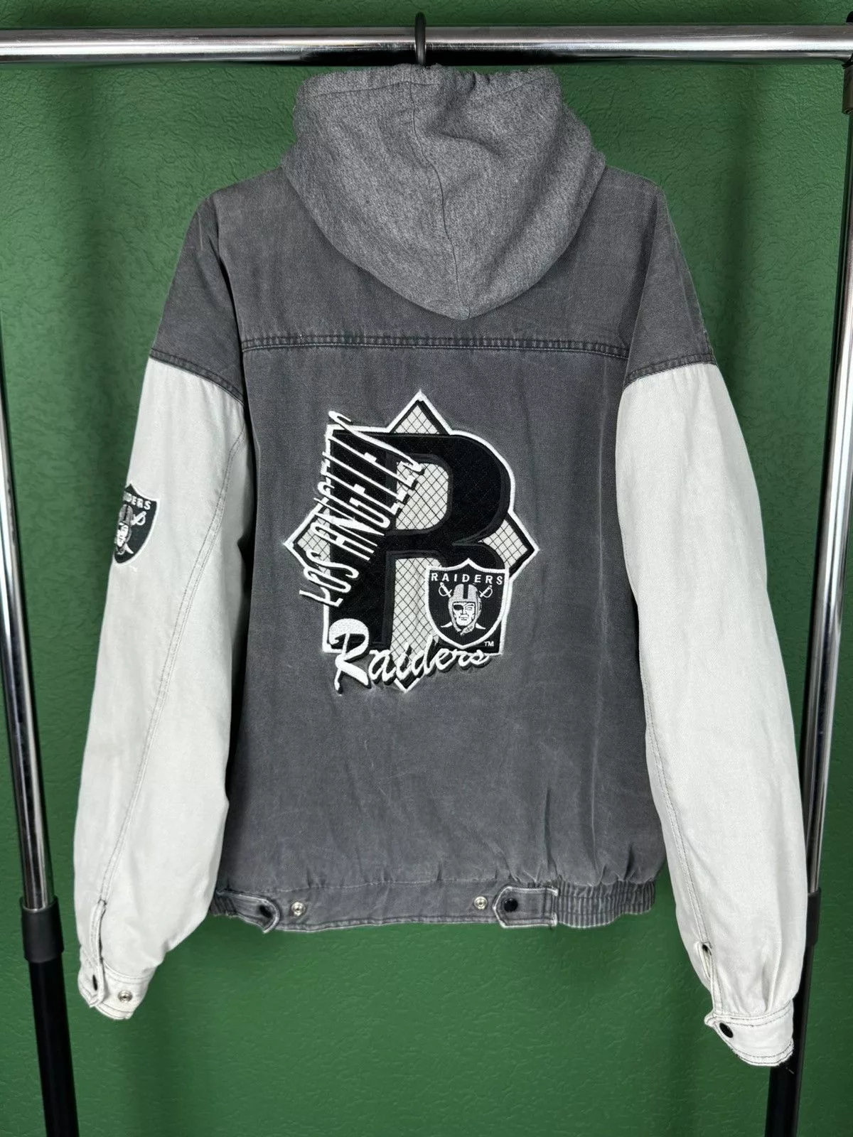 NFL Denim Jackets NFL Rare 🔥 Vintage Starter Varsity Bomber Denim Jacket Size XL Gray
