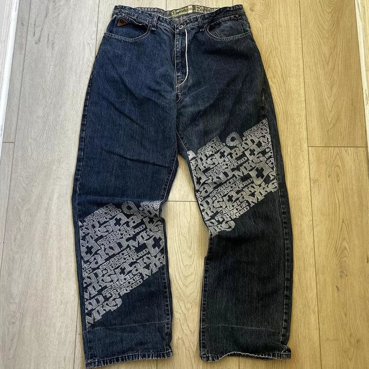 Akademiks Denim Akademiks Y2k baggy embroidered jeans Blue