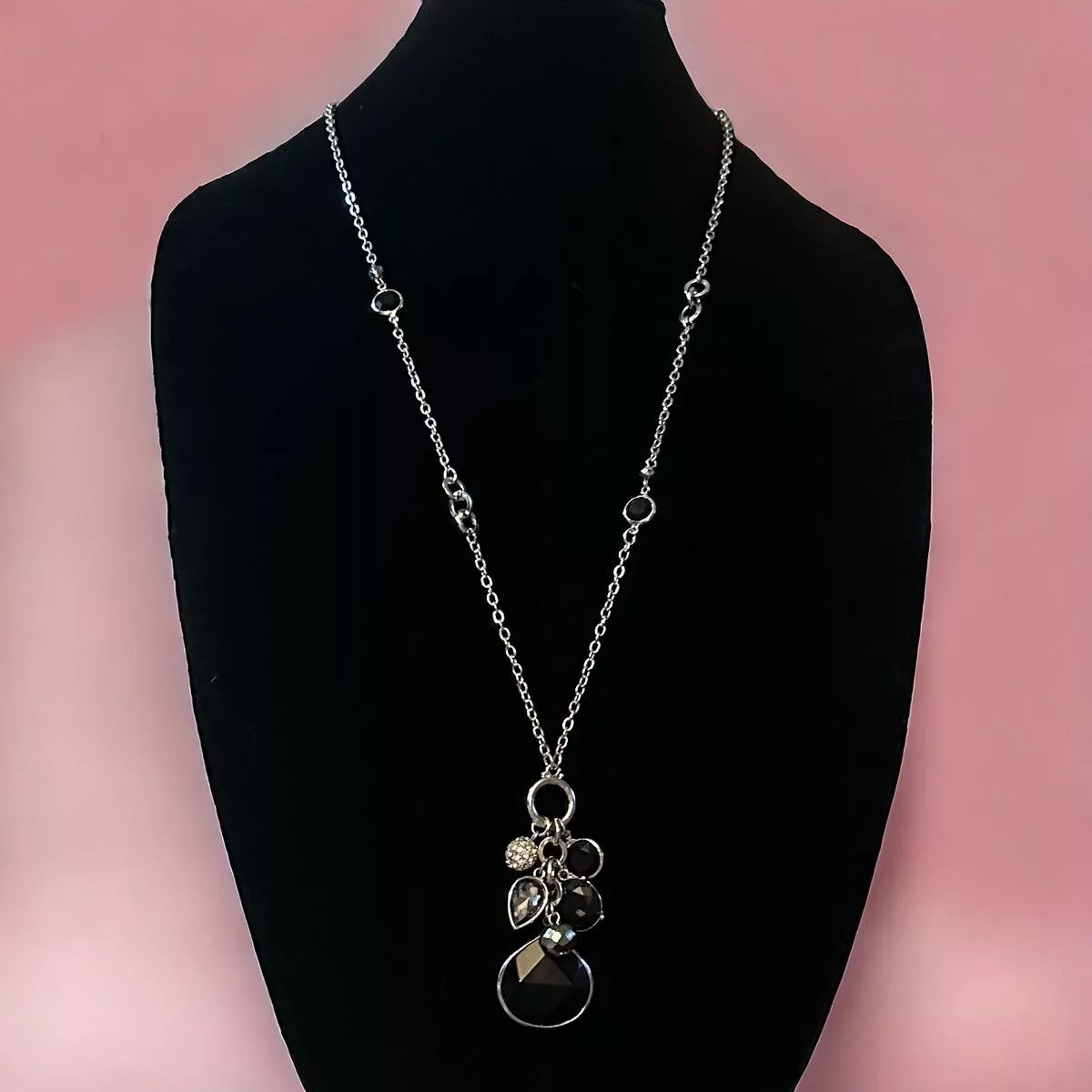 White House Black Market Necklaces White House Black Market WHBM bezeled stone charm cluster necklace Silver