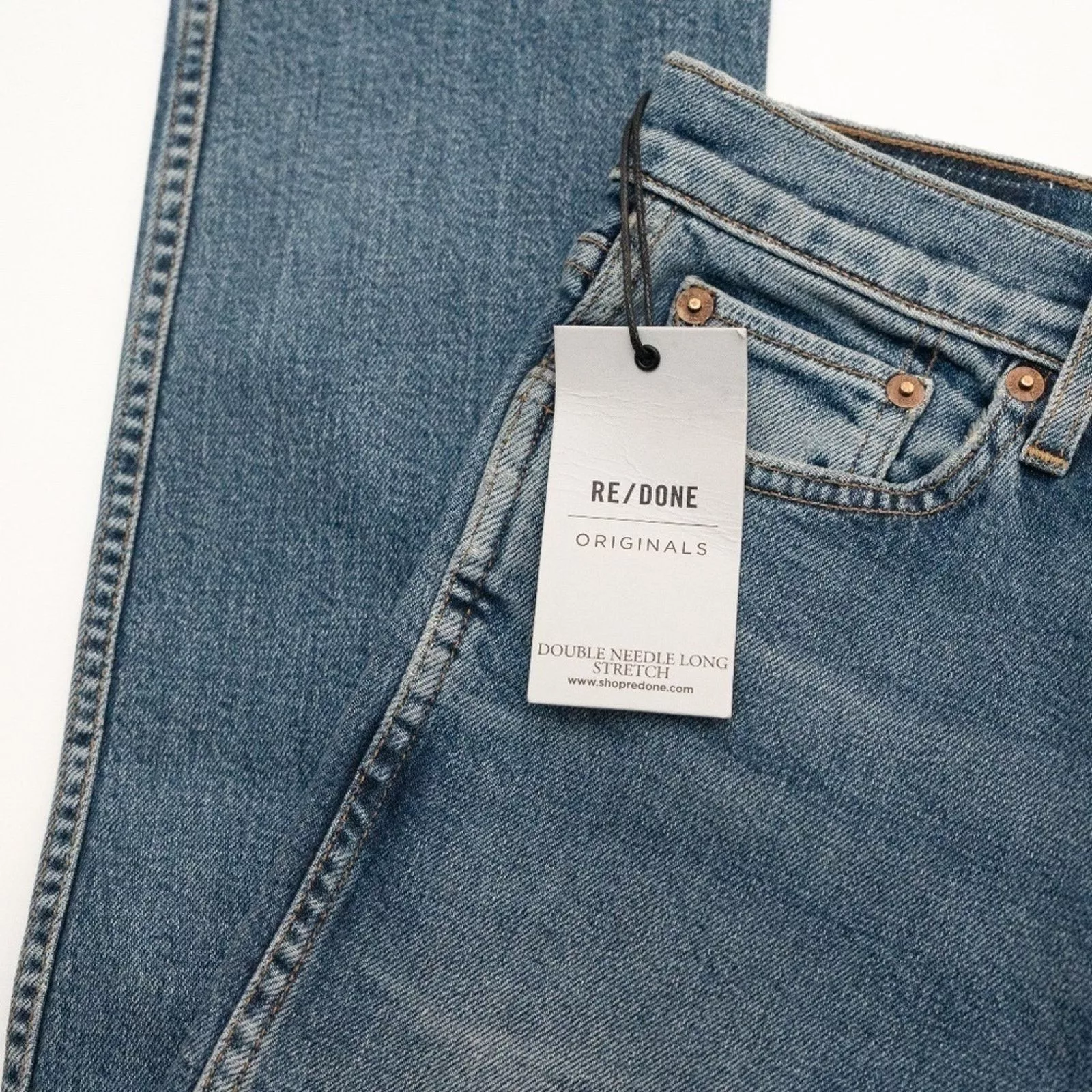RE/DONE Jeans RE/Done. Double Needle Long Stretch Jeans In Blue.