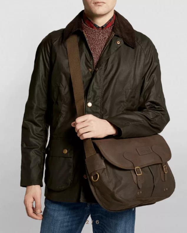 Barbour Bags Luggage BARBOUR WAX LEATHER TARRAS BAG w/ Leather trim in Olive Green