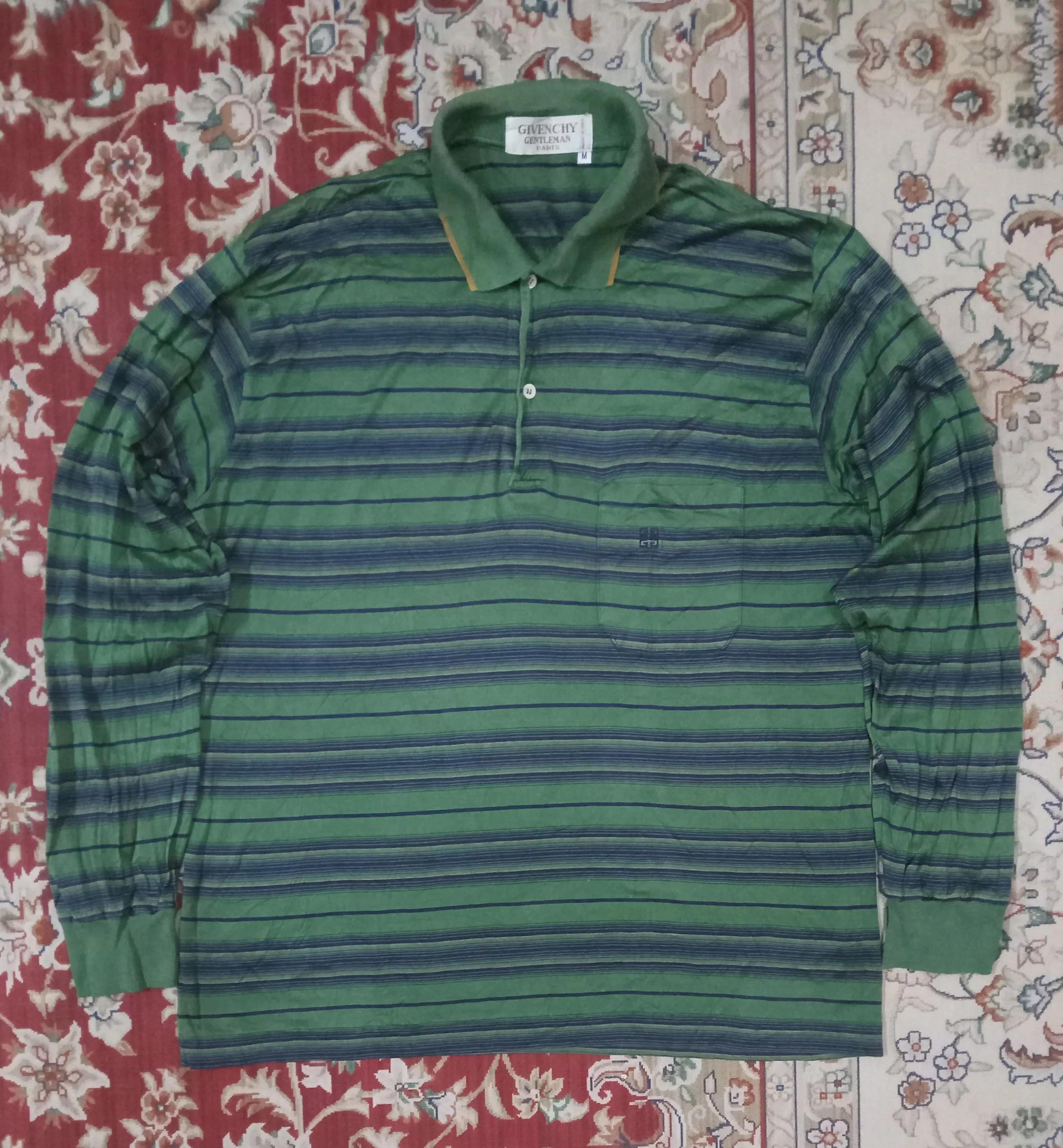 Givenchy Polos Givenchy × Vintage Vintage Givenchy Stripes Polo Golf Long Sleeve Green