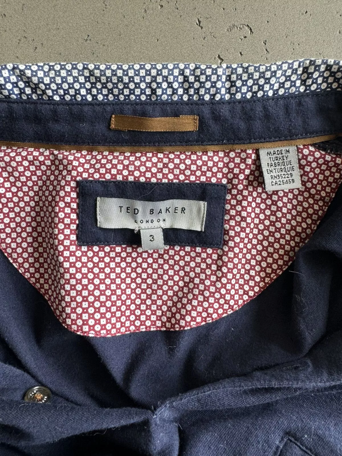 Ted Baker Polos Ted Baker Patterned Collar Polo Blue
