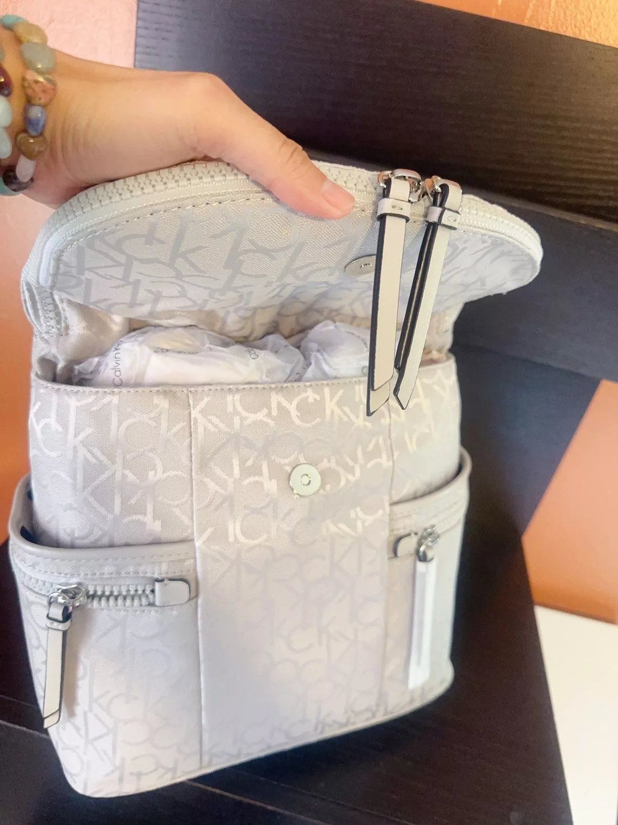 Calvin Klein Backpacks $178 Calvin Klein Shine Convertible Zip-round Beige