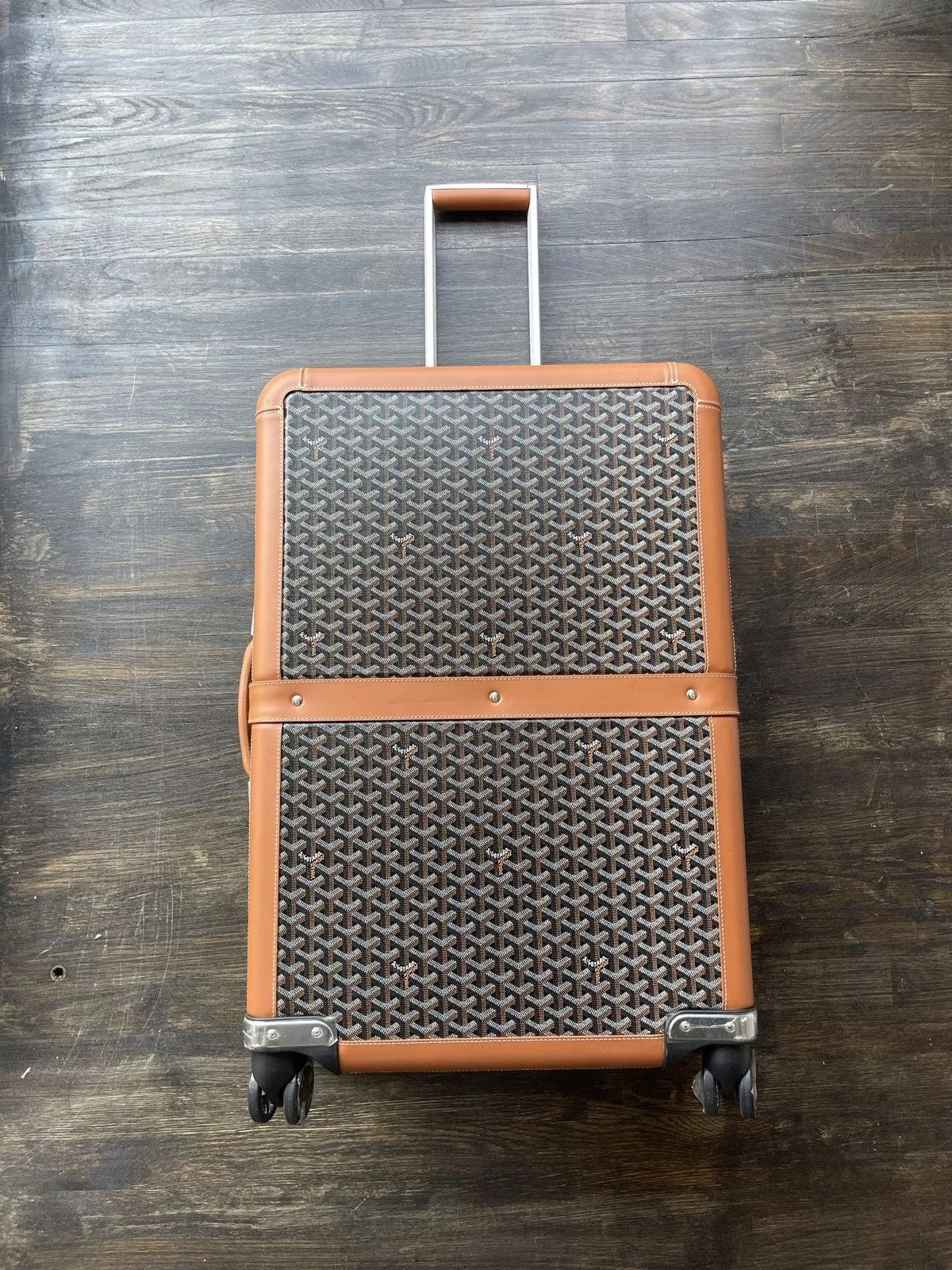 Goyard Bags Luggage Black Brown Goyard Suitcase