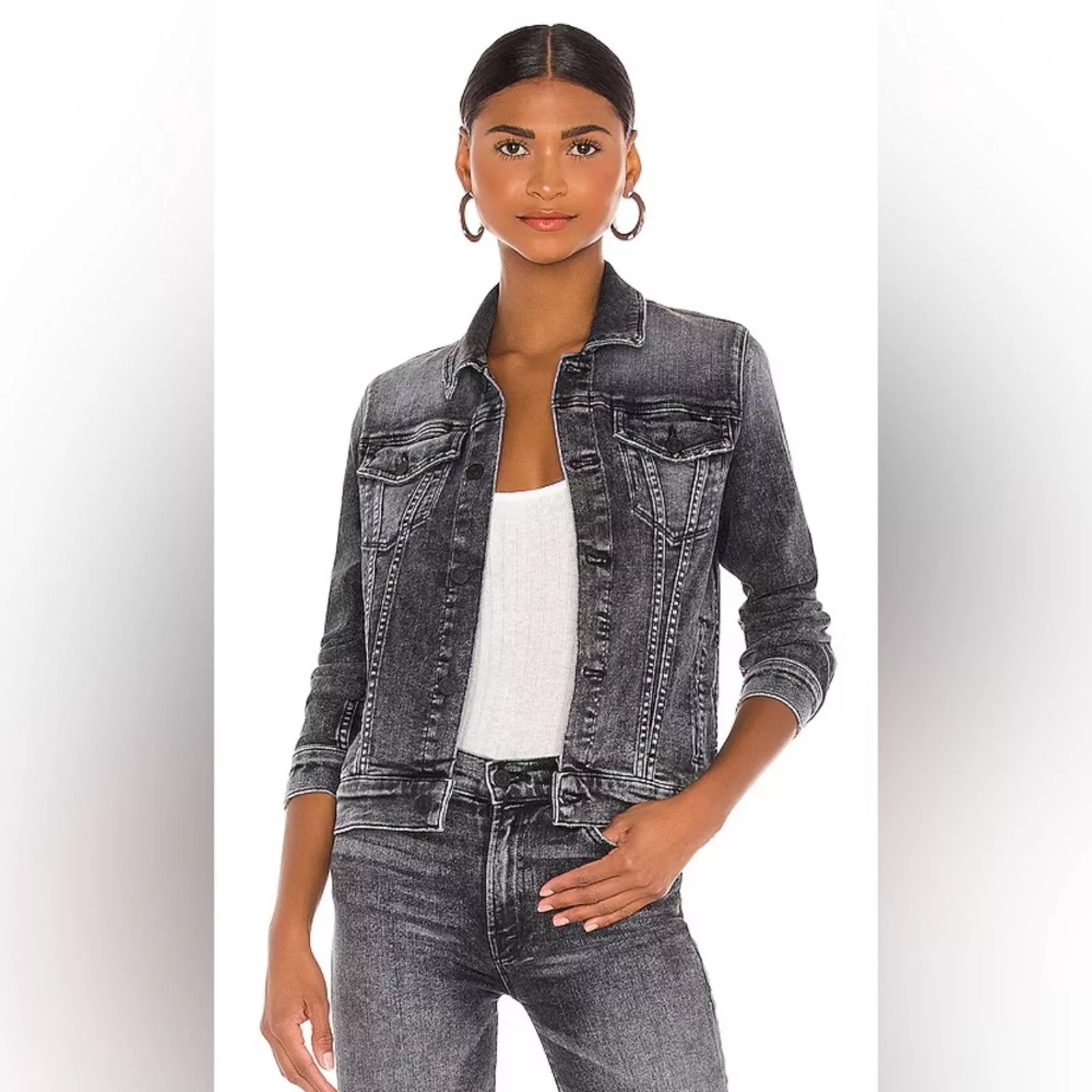 MOTHER Jackets MOTHER The Pocket Bruiser Denim Jacket in Train Stops Medium Gray