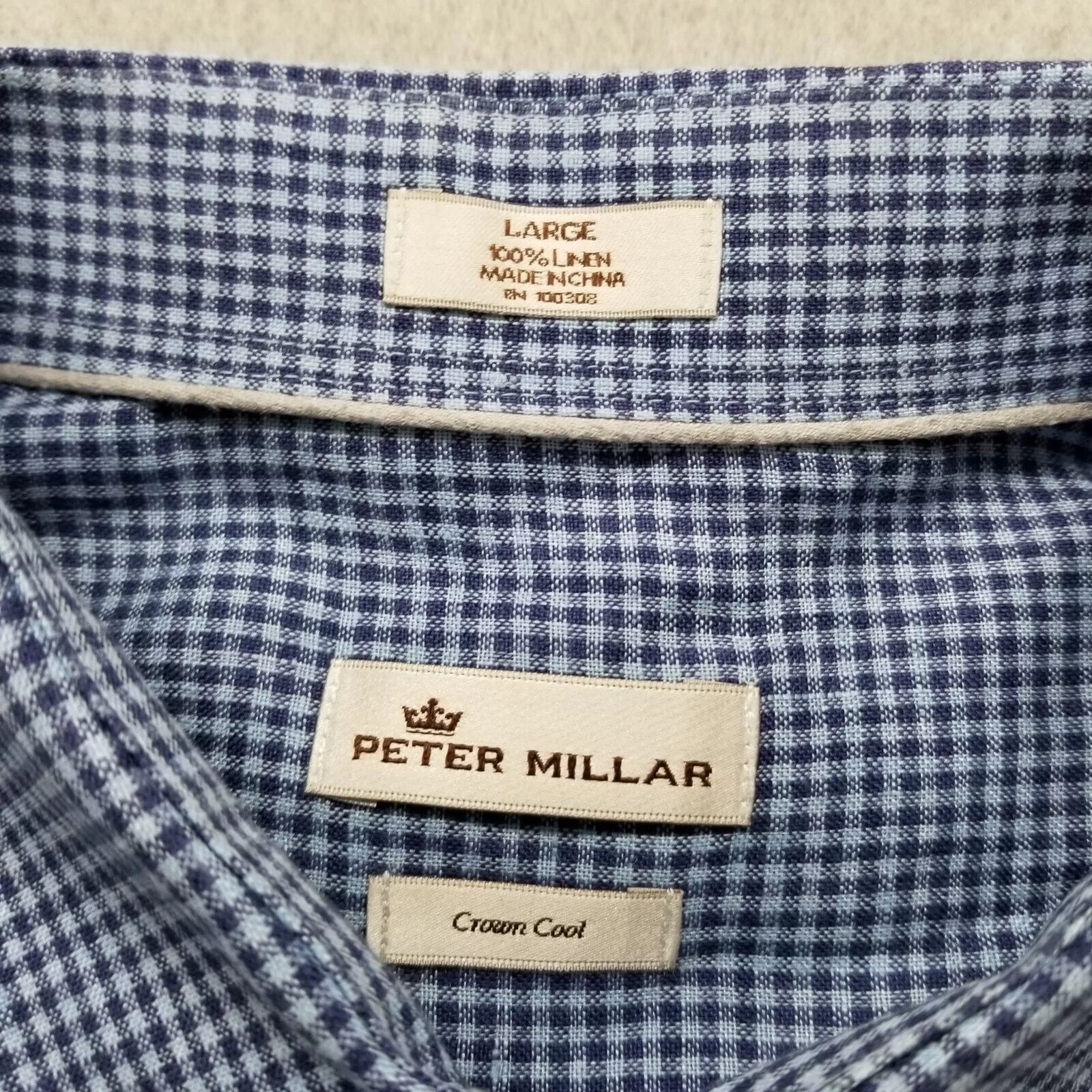 Peter Millar Shirts Button Ups Peter Millar Shirt Mens L Button Up Long Sleeve 100% Linen Blue