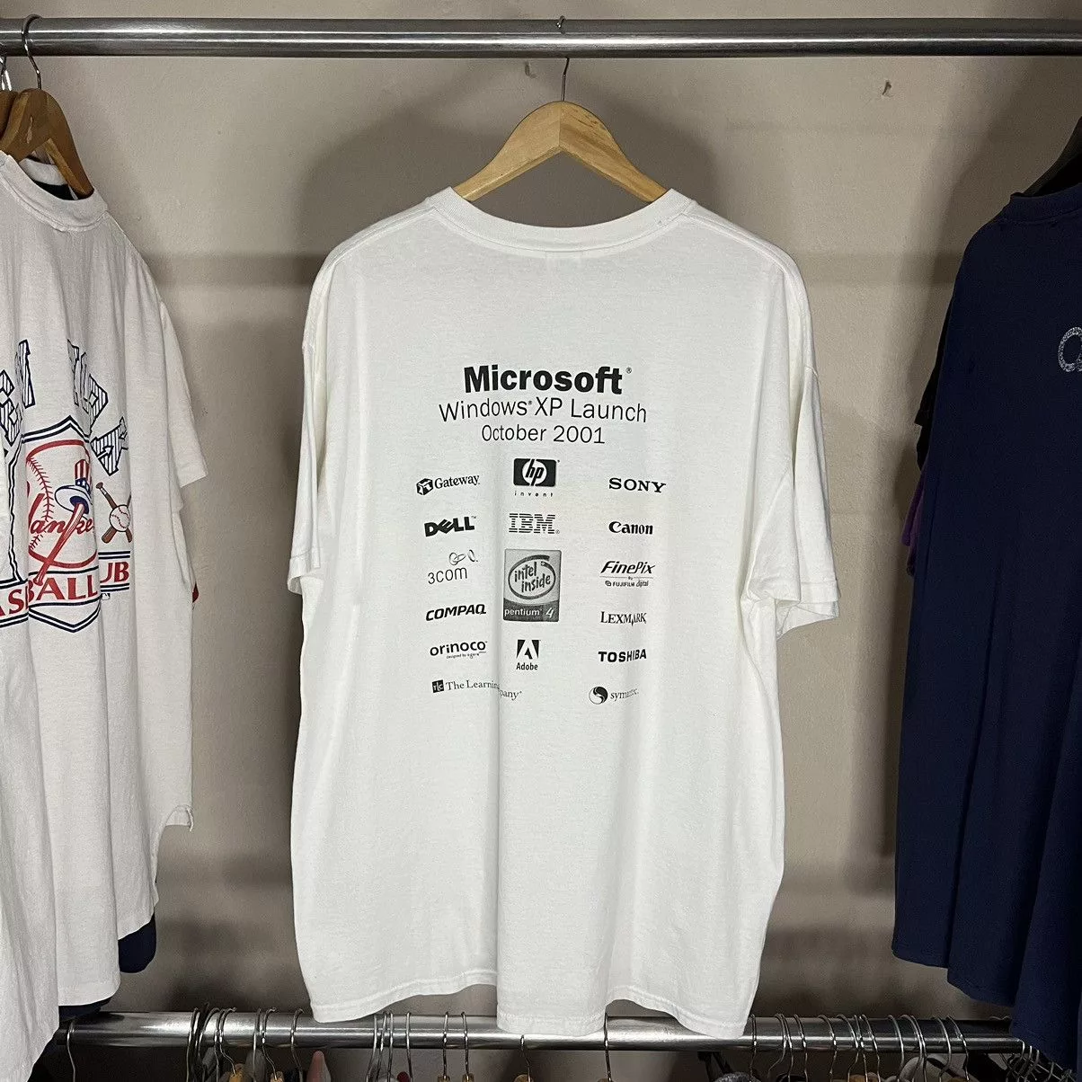 Vintage Short Sleeve T Shirts Vintage Windows XP Promo tee 2001’ White