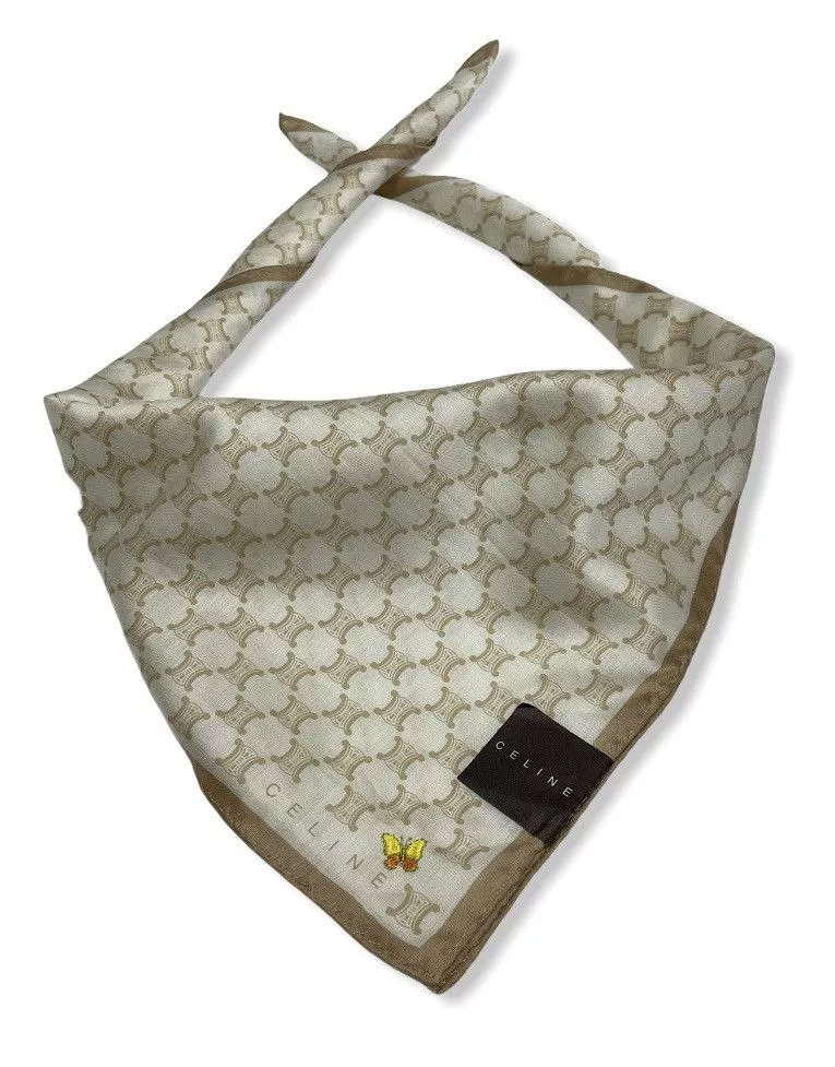 Celine Ties Pocketsquares CELINE Iconic Monogram Butterfly Embroidery Neckerchief Brown