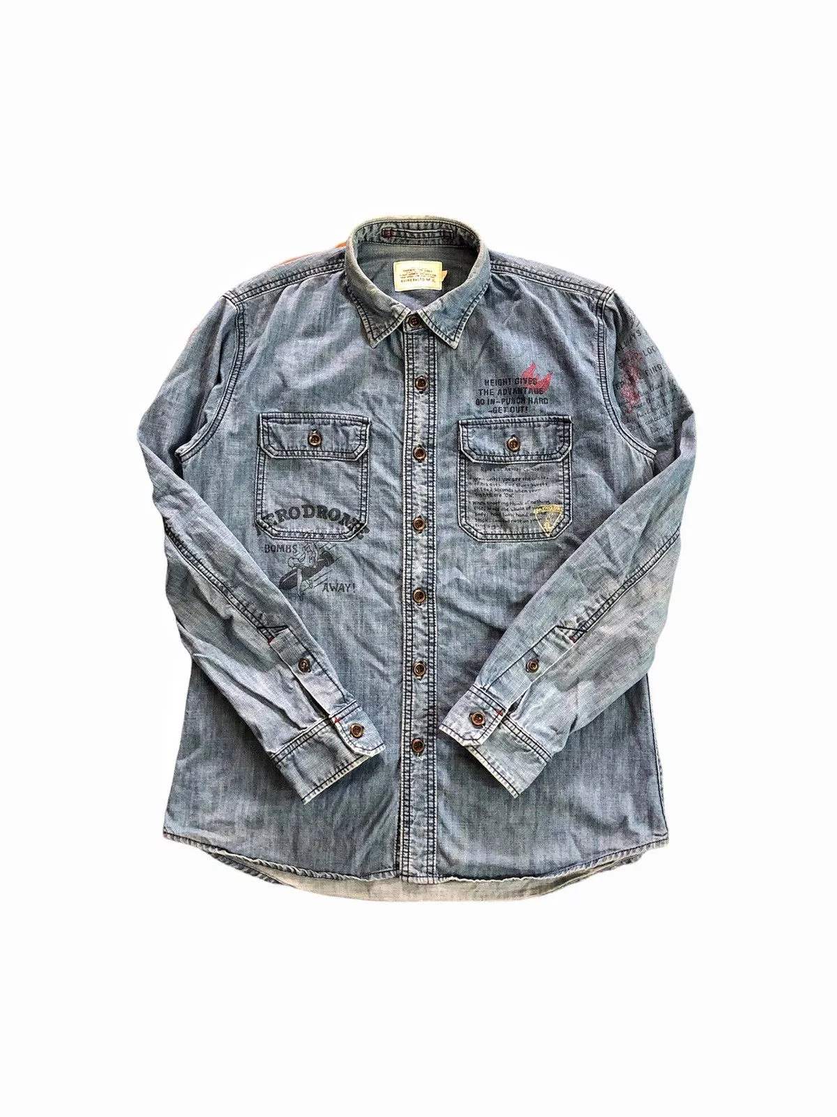 Alpha Industries Shirts Button Ups Alpha Industries × Avirex × Loopwheeler Rare 2000's Avirex denim statement shirt Multi