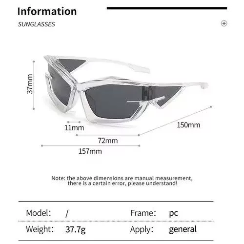 Electric Visual Sunglasses Electric Visual Transparent Frame Irregular Design Sun Glasses Unisex Black Vintage