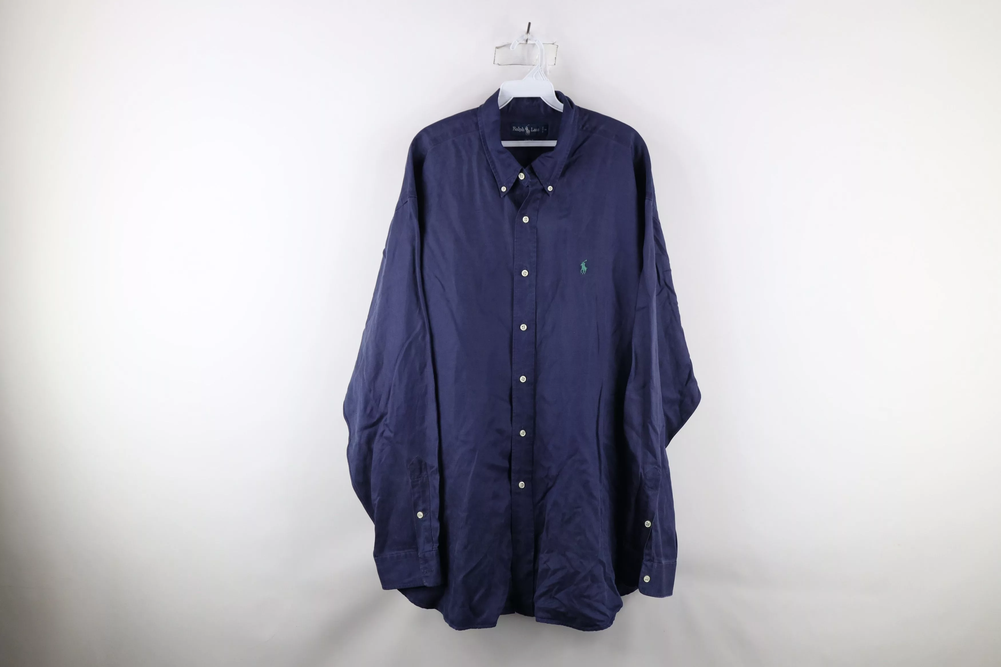 Ralph Lauren Shirts Button Ups Ralph Lauren × Vintage Vintage 90s Ralph Lauren Linen Collared Button Down Shirt Blue