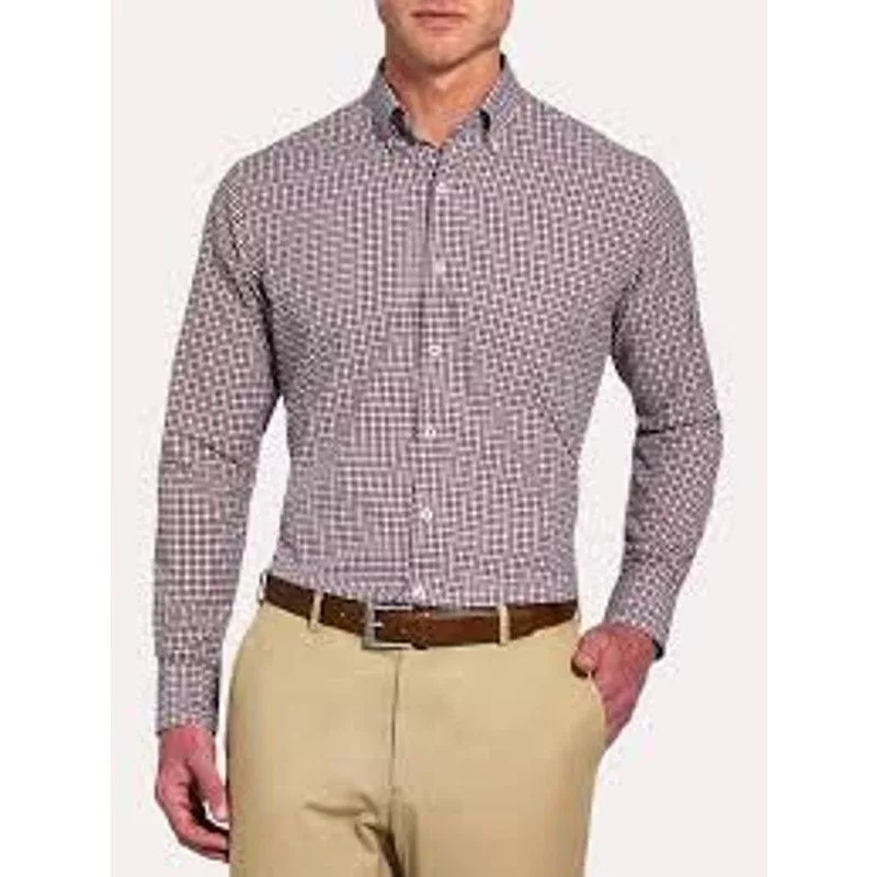 Peter Millar Shirts Button Ups PETER MILLAR Crown Finish Albertville Check Sport Shirt Red