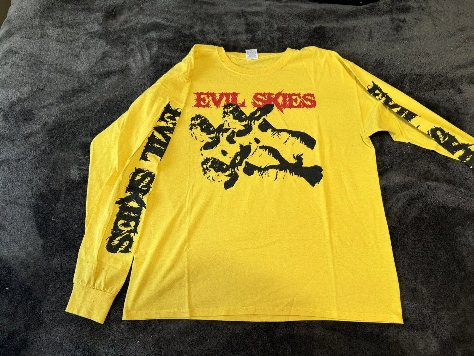 Half Evil Long Sleeve T Shirts Half Evil x Lil skies long-sleeve tee Yellow