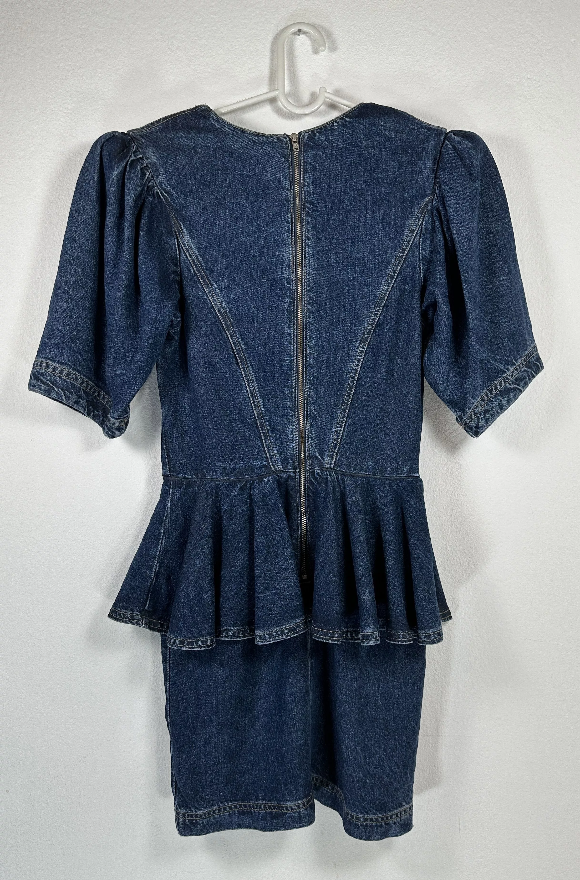 ROTATE Mini Dresses ROTATE Mindy Denim Peplum Mini Blue Dress