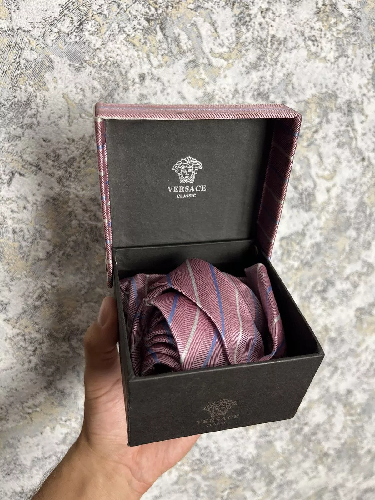 Versace Ties Pocketsquares Versace × Vintage Vintage Gianni Versace Tie In Box Purple