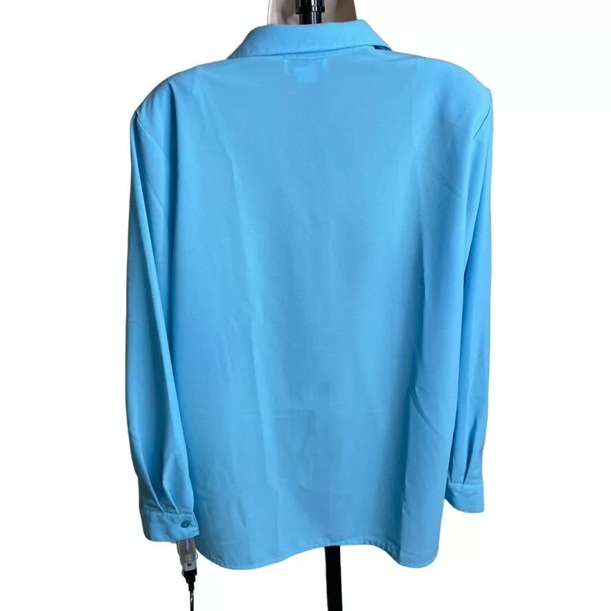 Other Blouses Other Womens Button Down Dress Blouse Lightweight Blue Top Plus Si