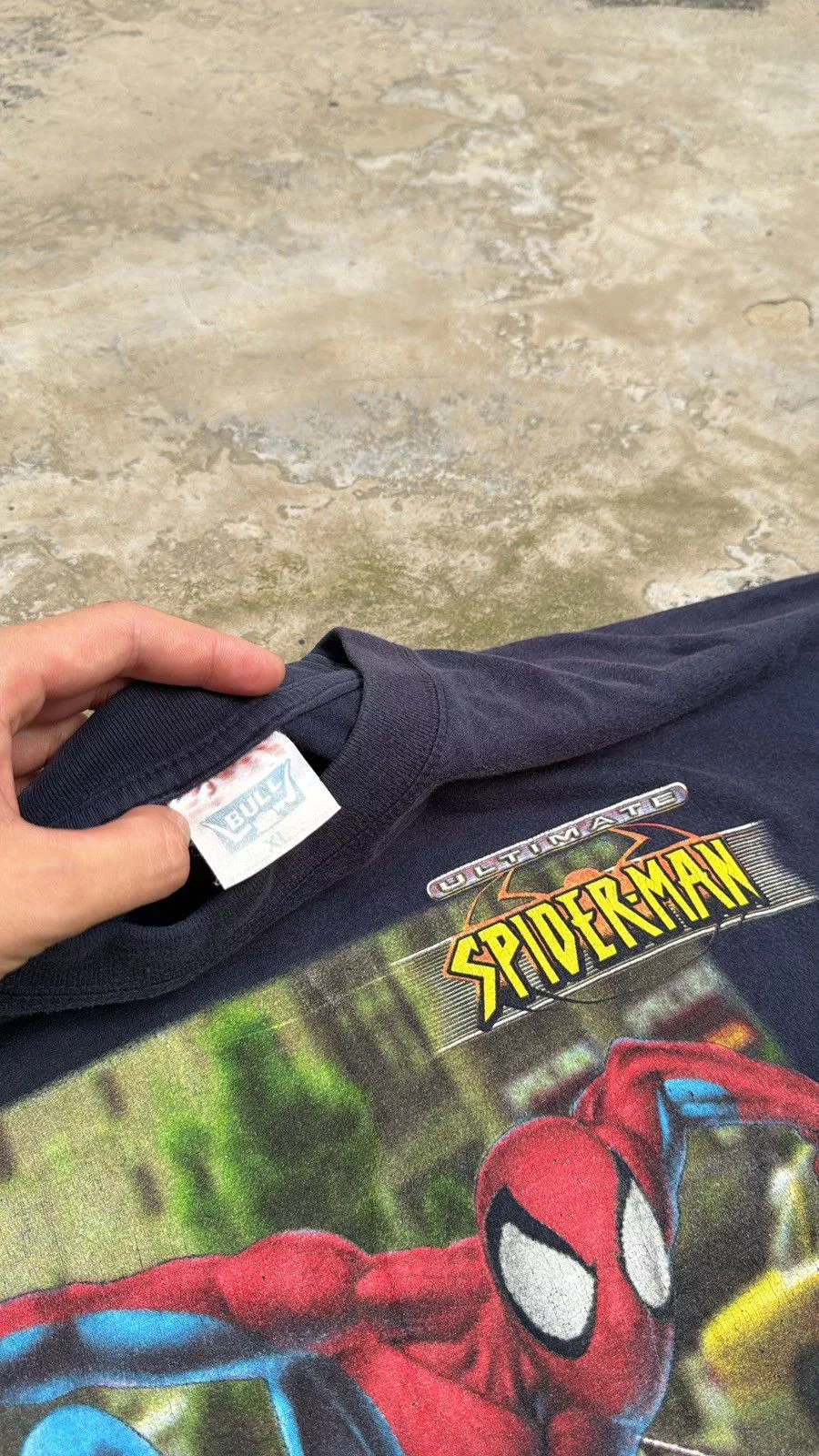Marvel Comics Short Sleeve T Shirts Marvel Comics × Vintage Spiderman Vintage 00s Front Hit Blue Tee Black