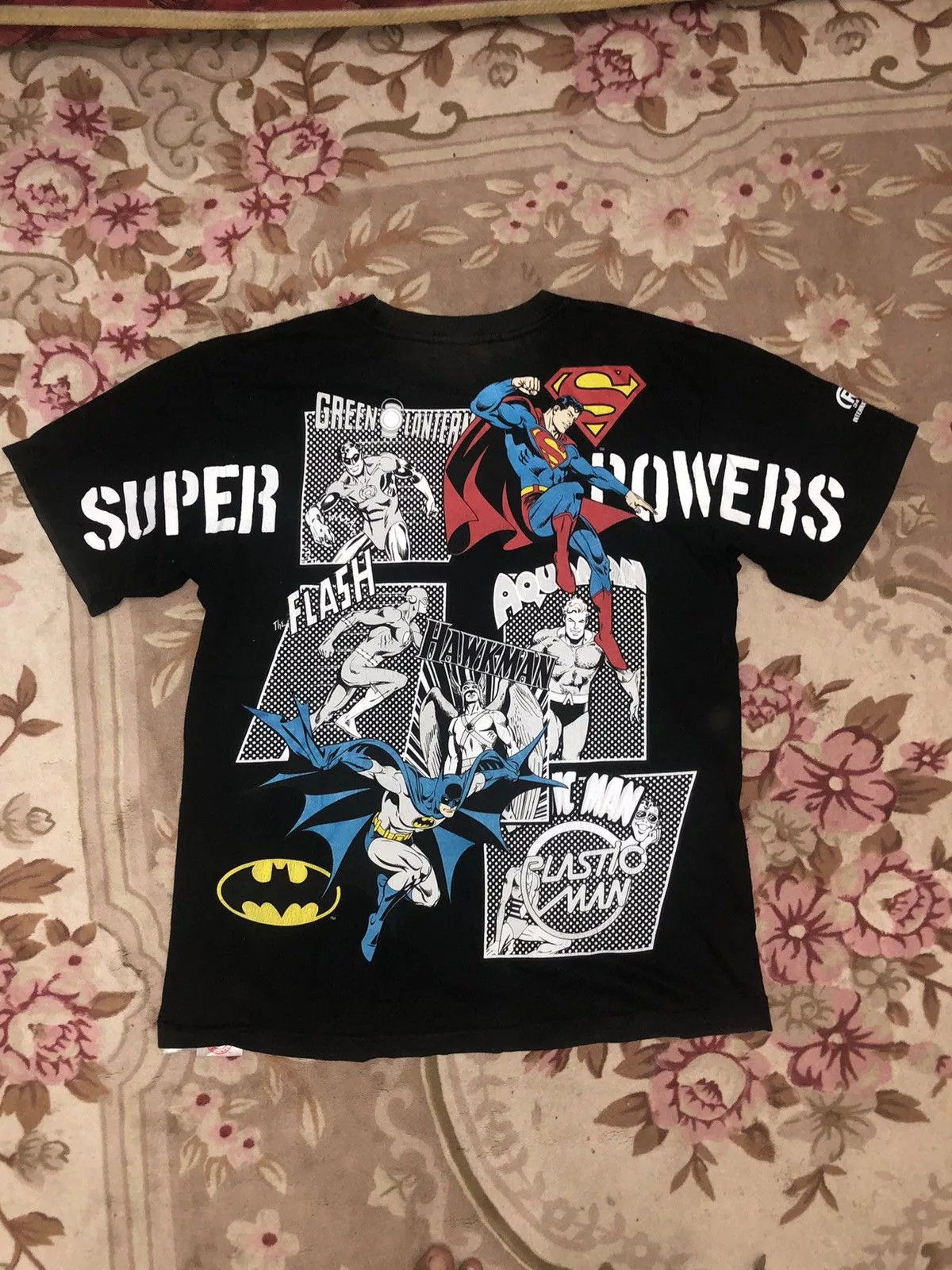 DC Comics Short Sleeve T Shirts DC Comics × Japanese Brand SUPER POWER‼️ SUPERMAN THE FLASH N THE GENG Black Vintage