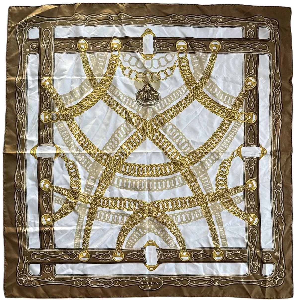 Hermes Scarves Hermes 90” silk scarf White