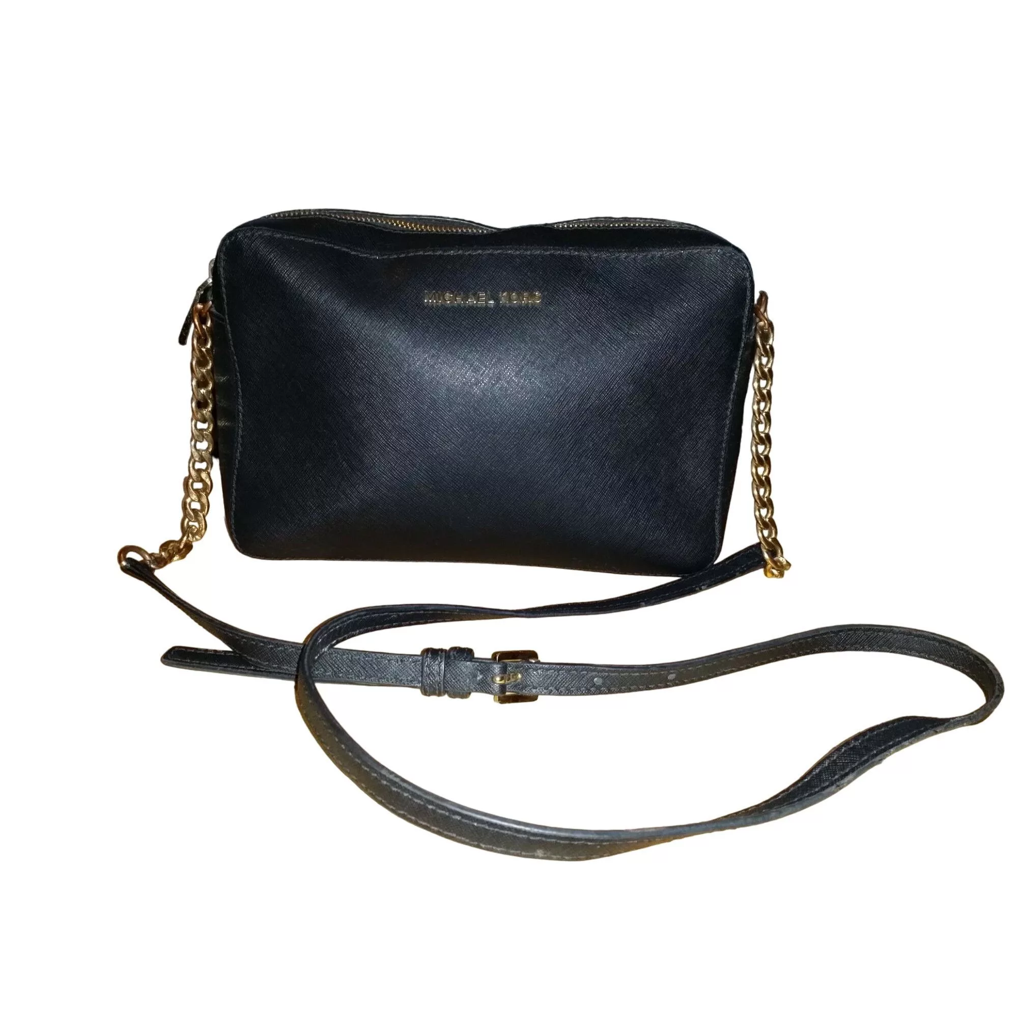 Michael Kors Crossbody Bags Michael Kors Jetset Leather Crossbody Bag Women Chain Strap Black